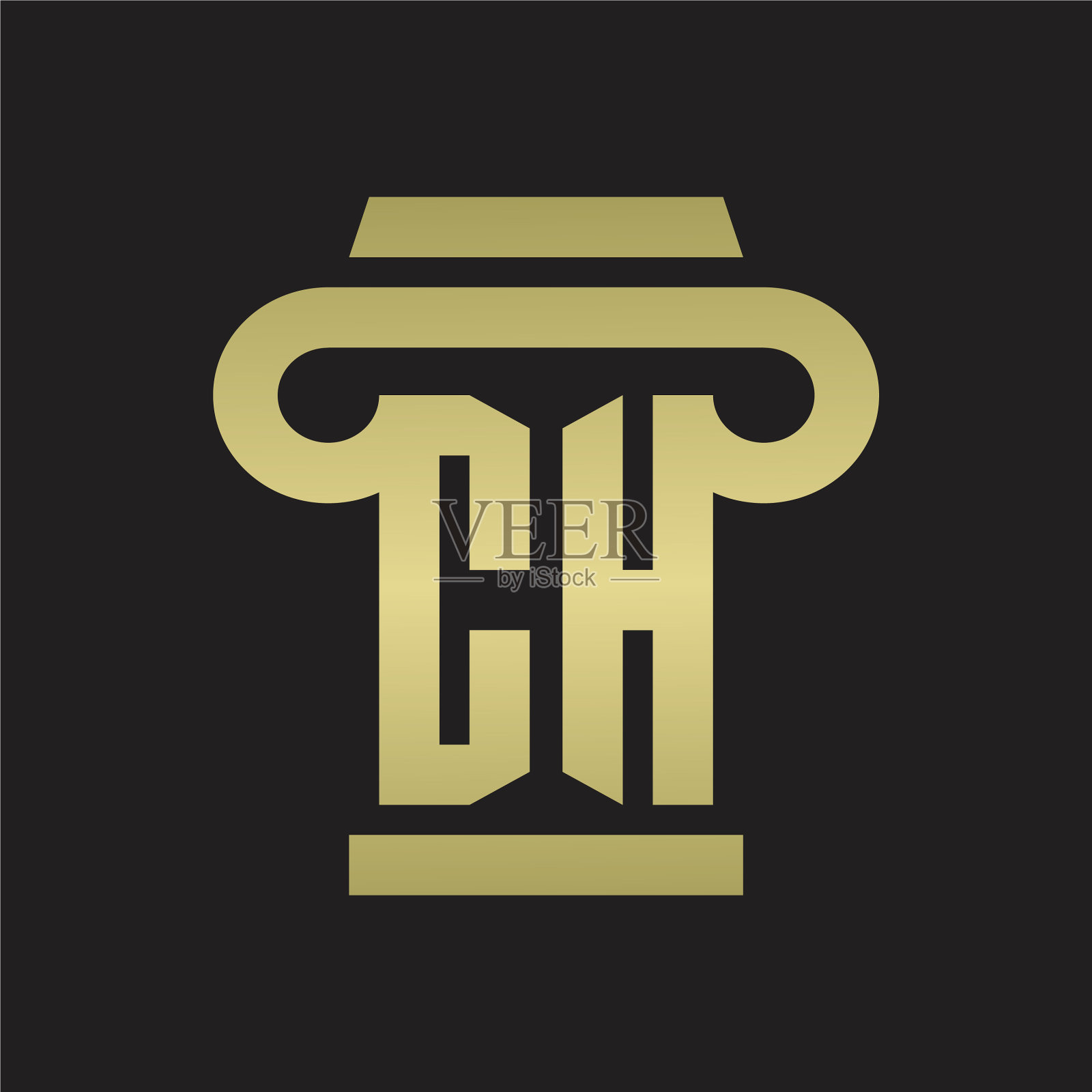 Ch标志与柱式图案组合设计插画图片素材