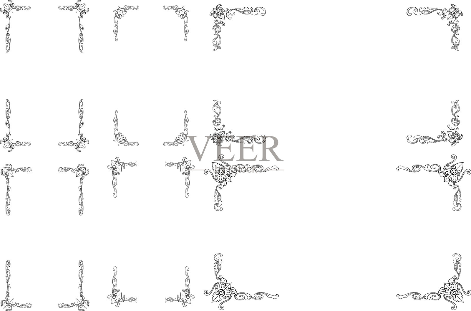 集古典繁盛装饰框架复古插画图片素材