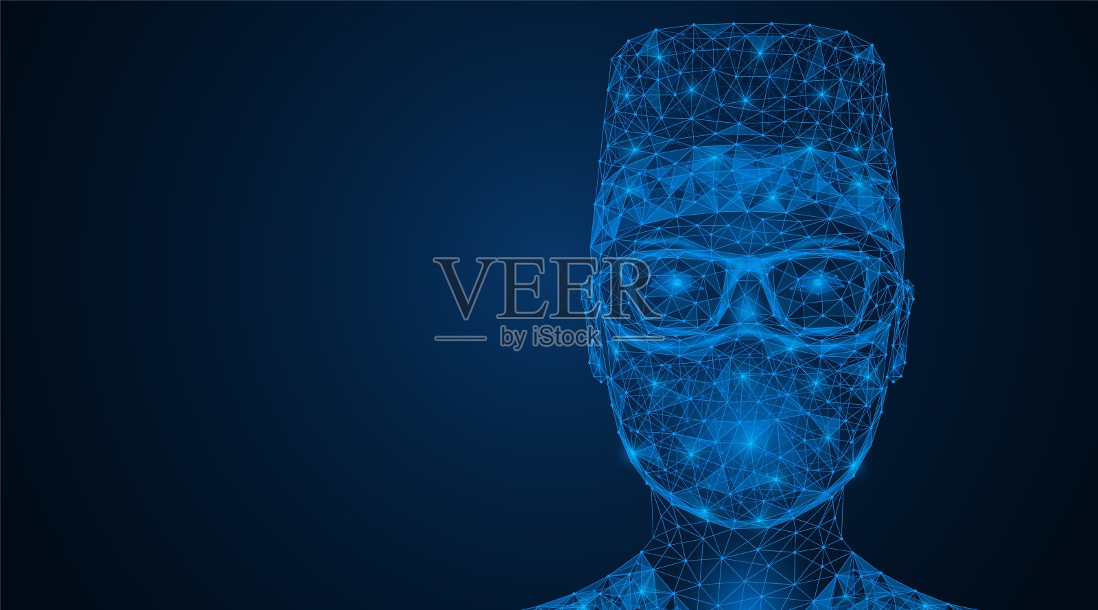 一个戴面具和眼镜的男人。保护面部免受病毒和空气污染。插画图片素材