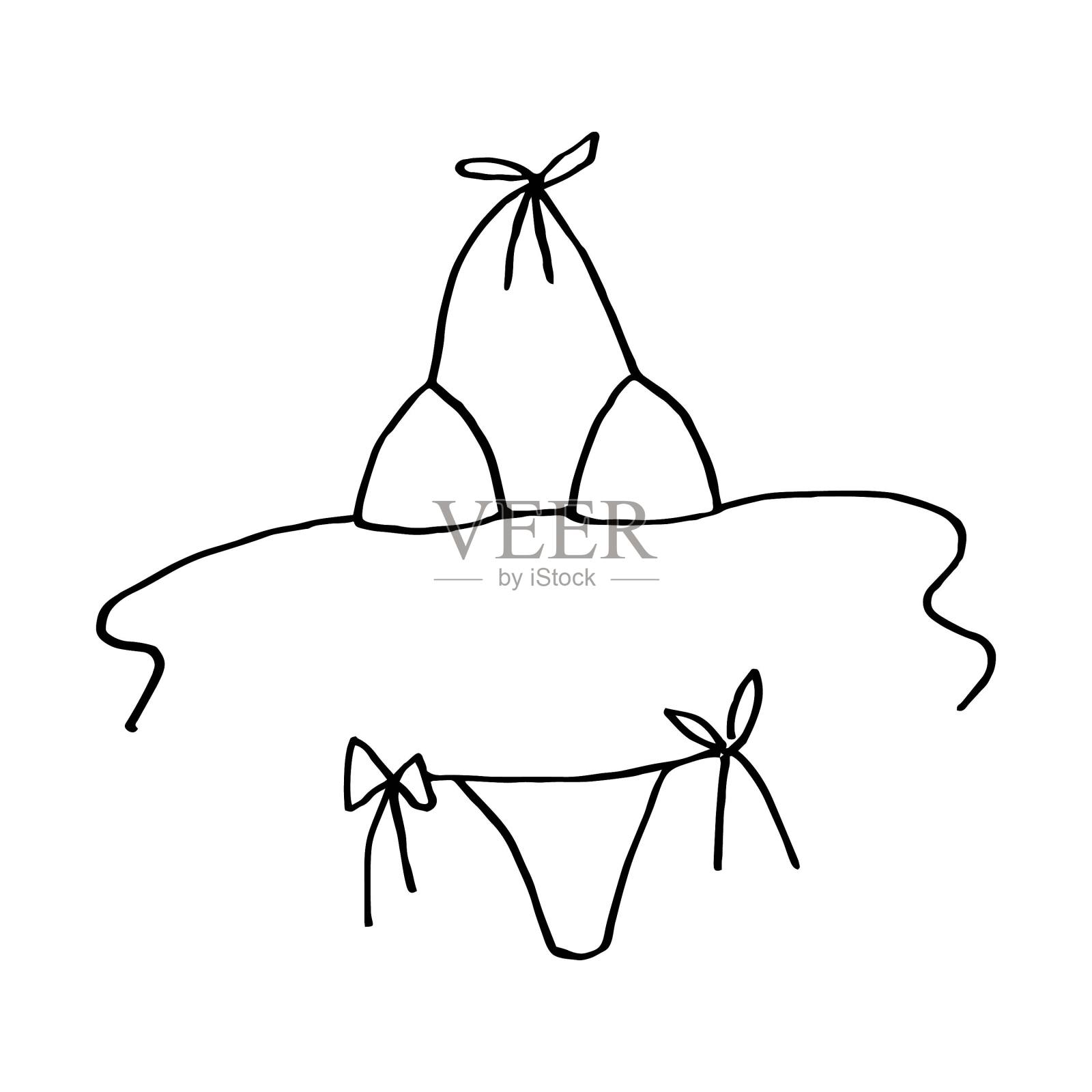 手绘女装，夏日，矢量，涂鸦插画图片素材