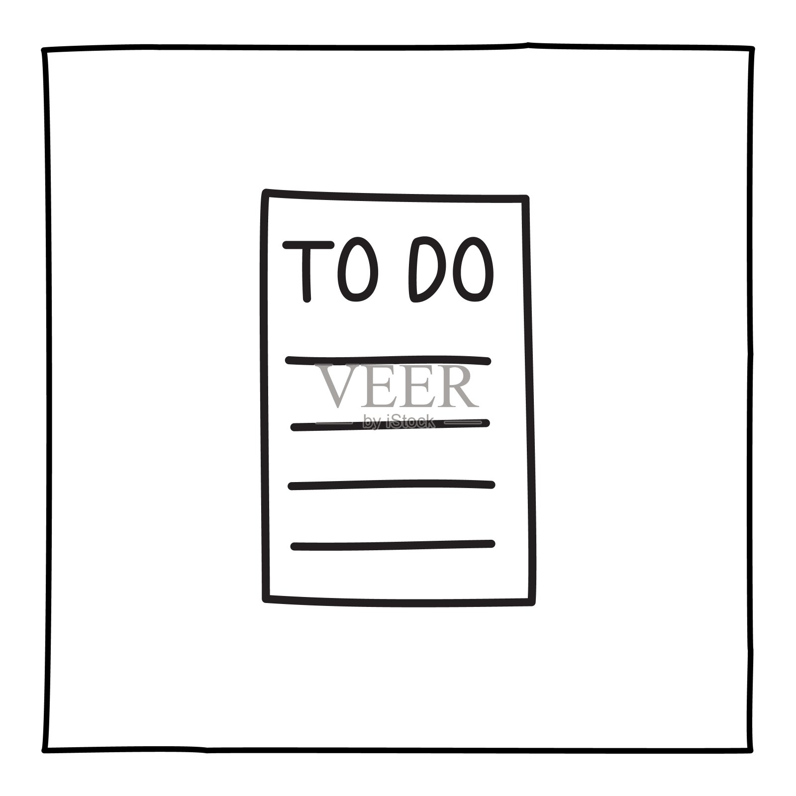 涂鸦待办事项列表图标或标识，用细黑线手绘。插画图片素材