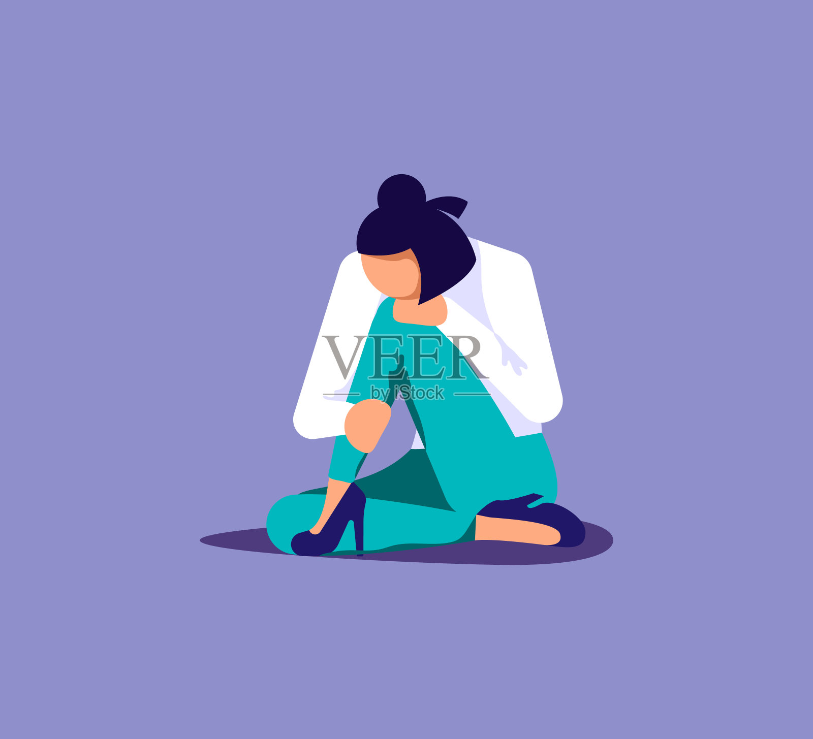 悲伤和抑郁概念插画图片素材