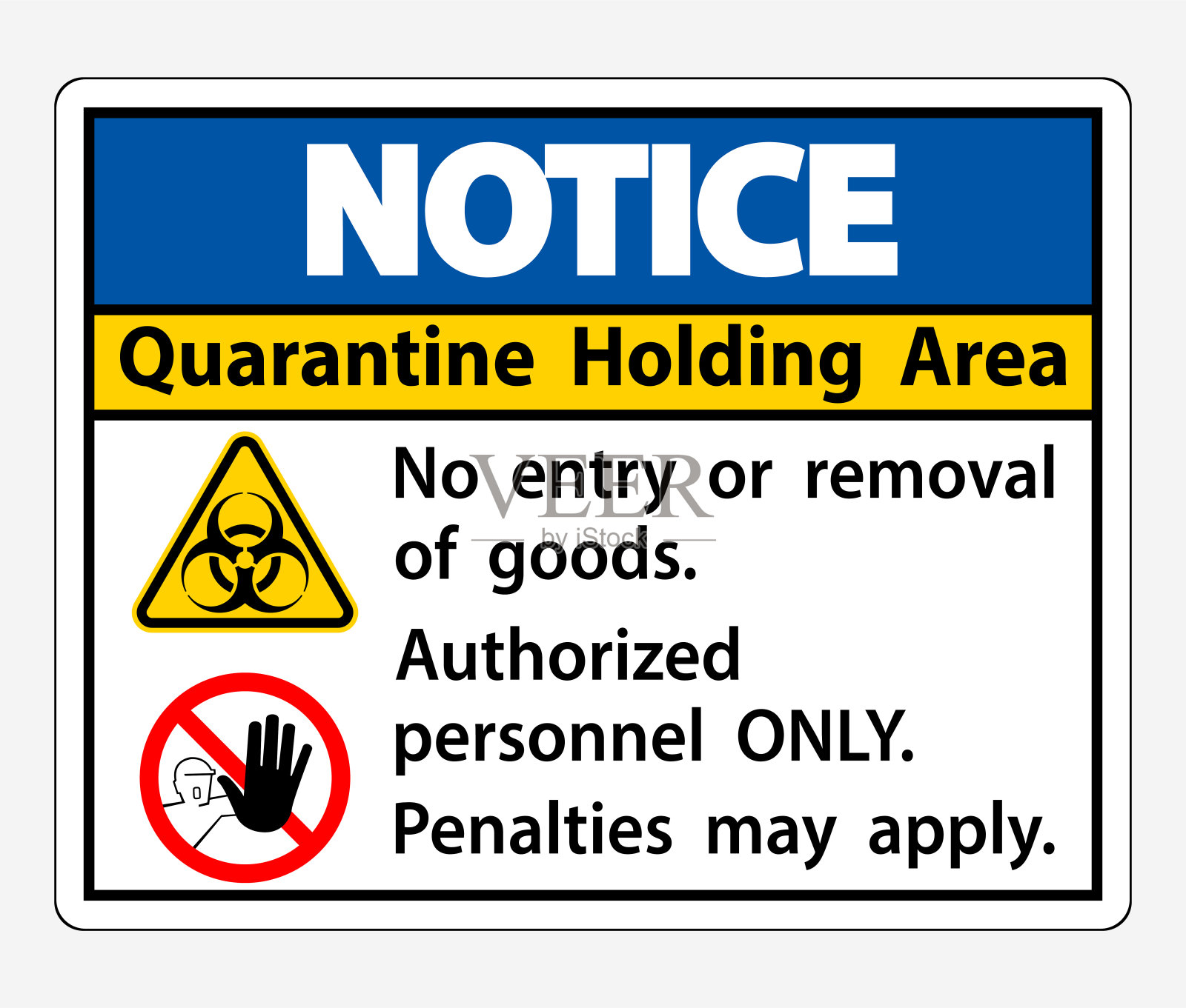 通知隔离区等待区标志隔离在白色背景，矢量插图EPS.10插画图片素材