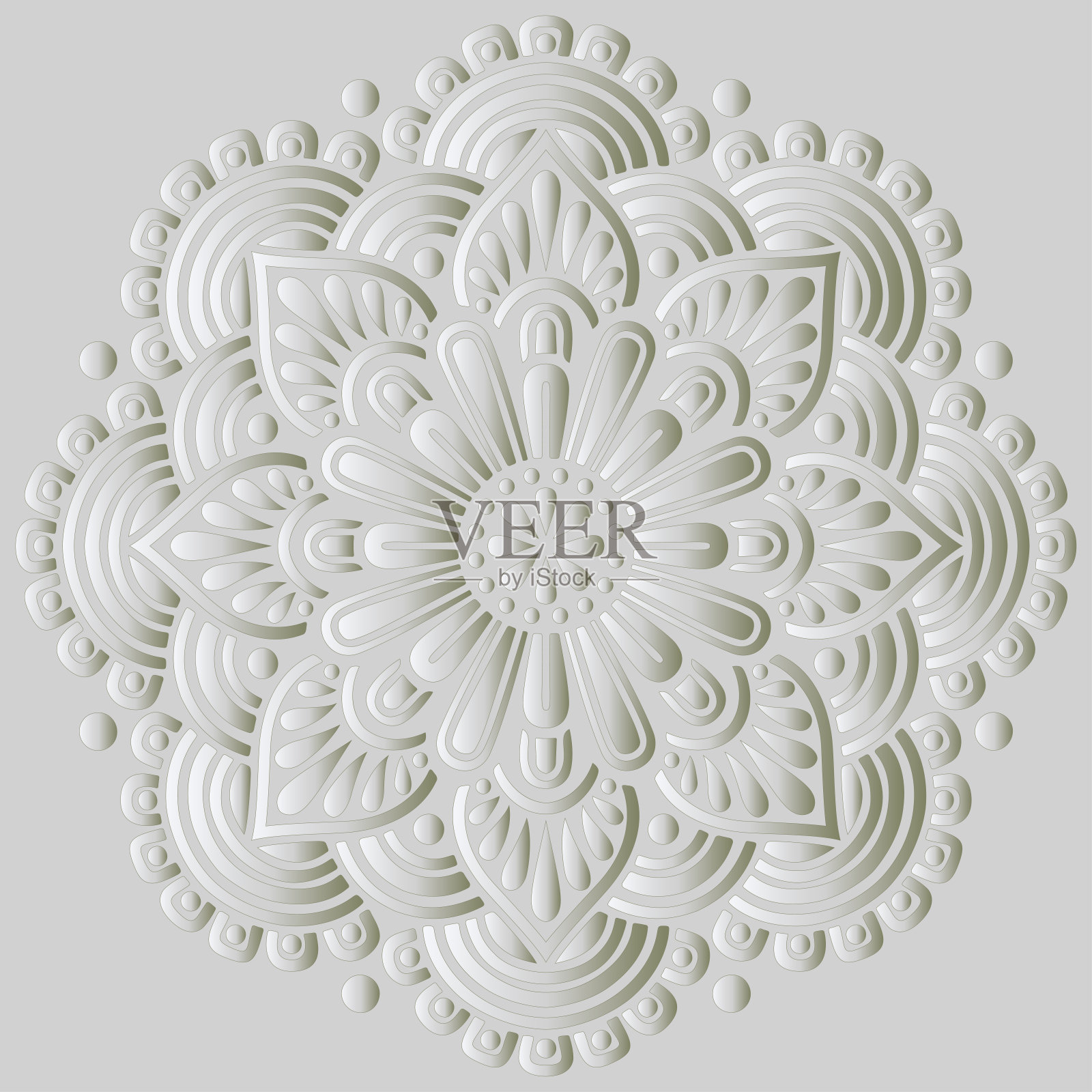 曼陀罗图案白色3D渐变好心情插画图片素材