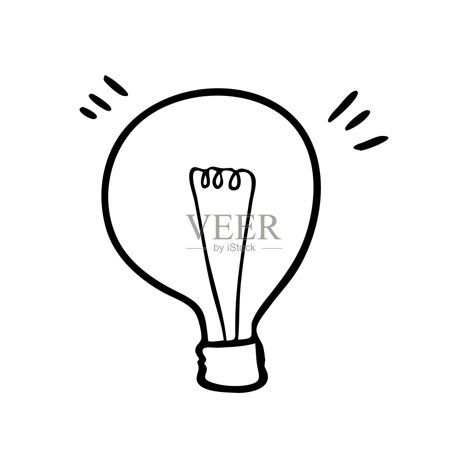 白色背景上孤立的灯泡涂鸦插图设计元素图片