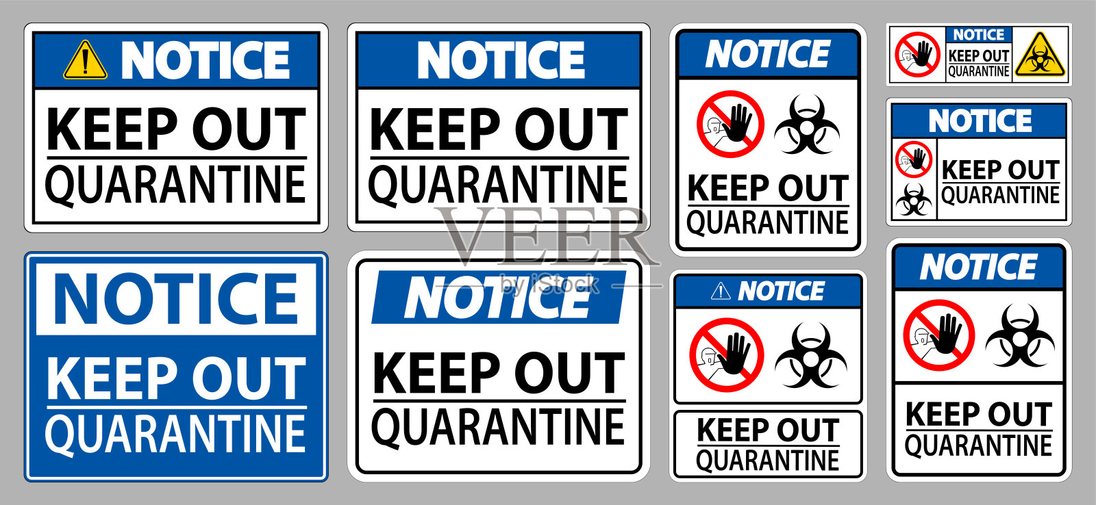 注意隔离检疫标志隔离在白色背景，矢量插图EPS.10插画图片素材