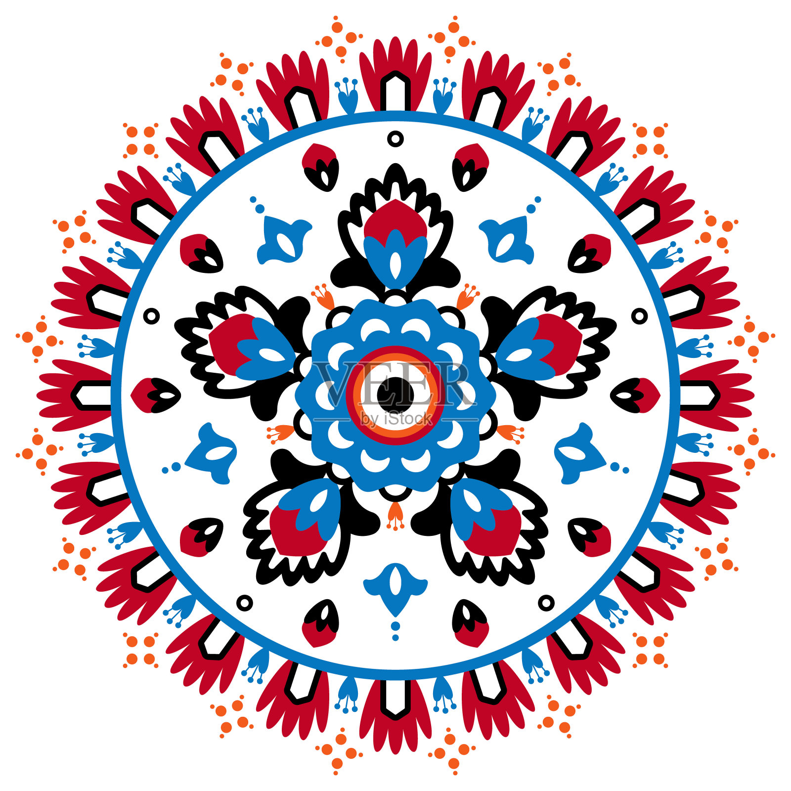 美丽的观赏花卉。红蓝曼陀罗。孤立的矢量图插画图片素材