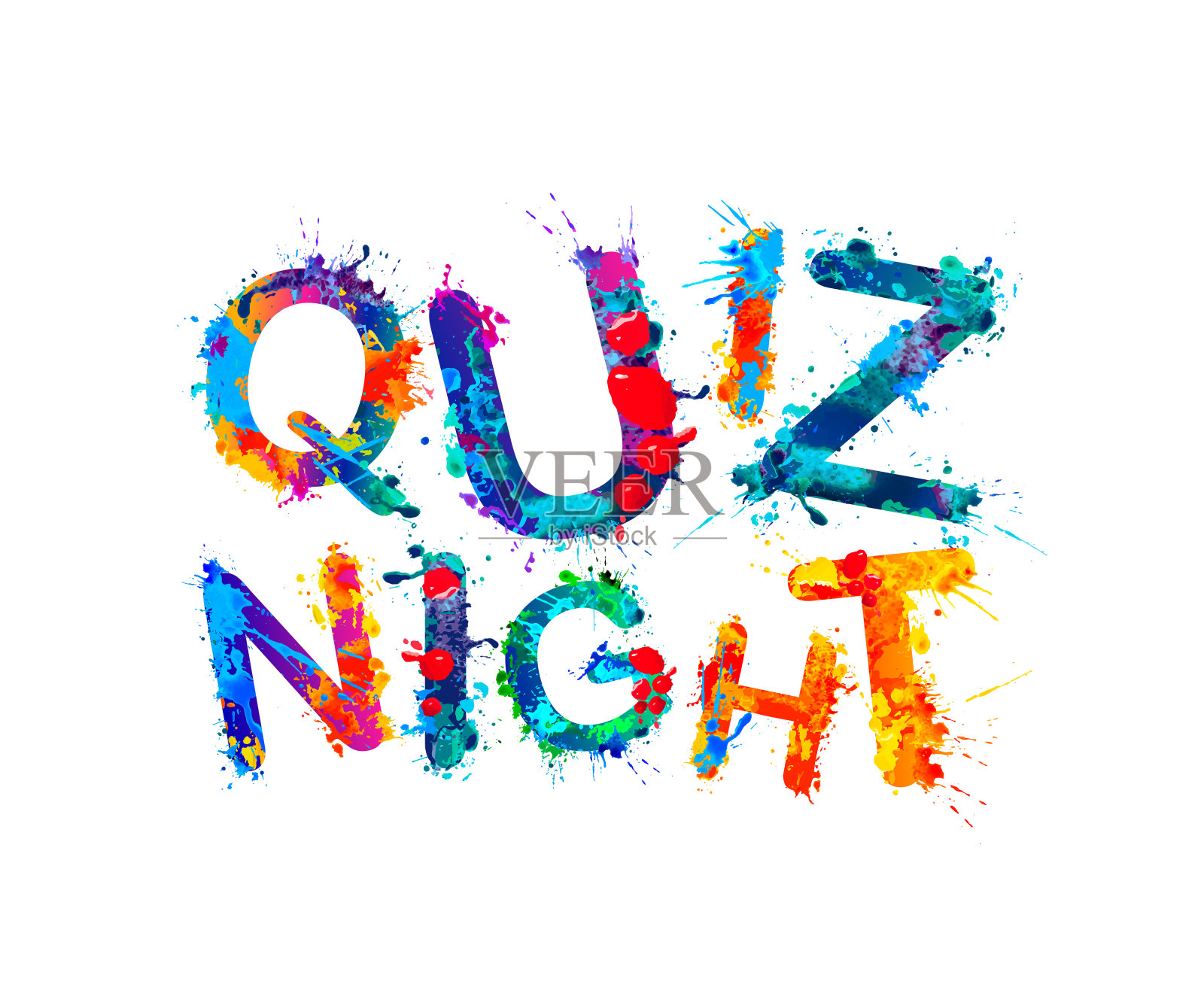 测验的夜晚。溅漆字插画图片素材