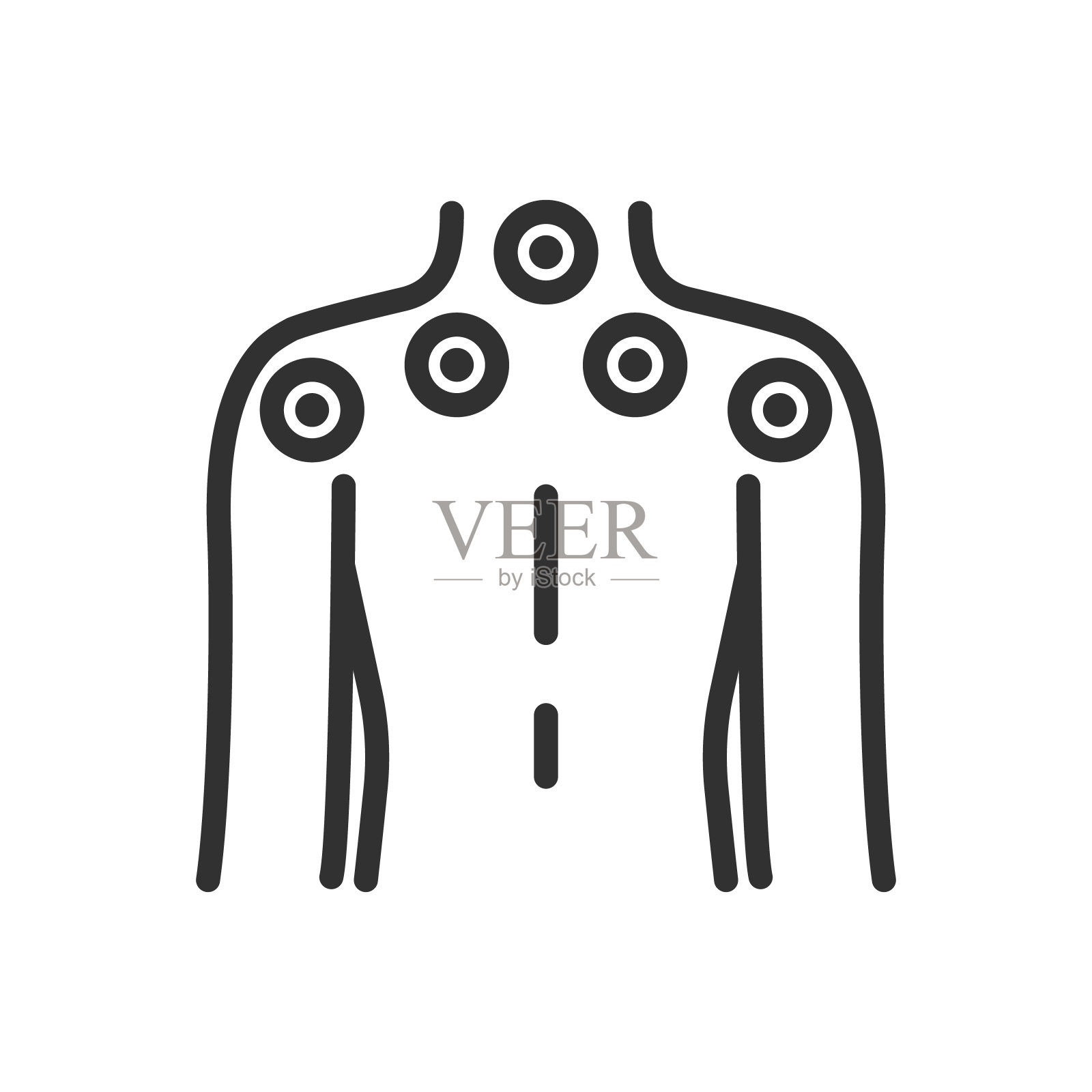 点背部，按摩。线性图标。线条与可编辑的笔触插画图片素材