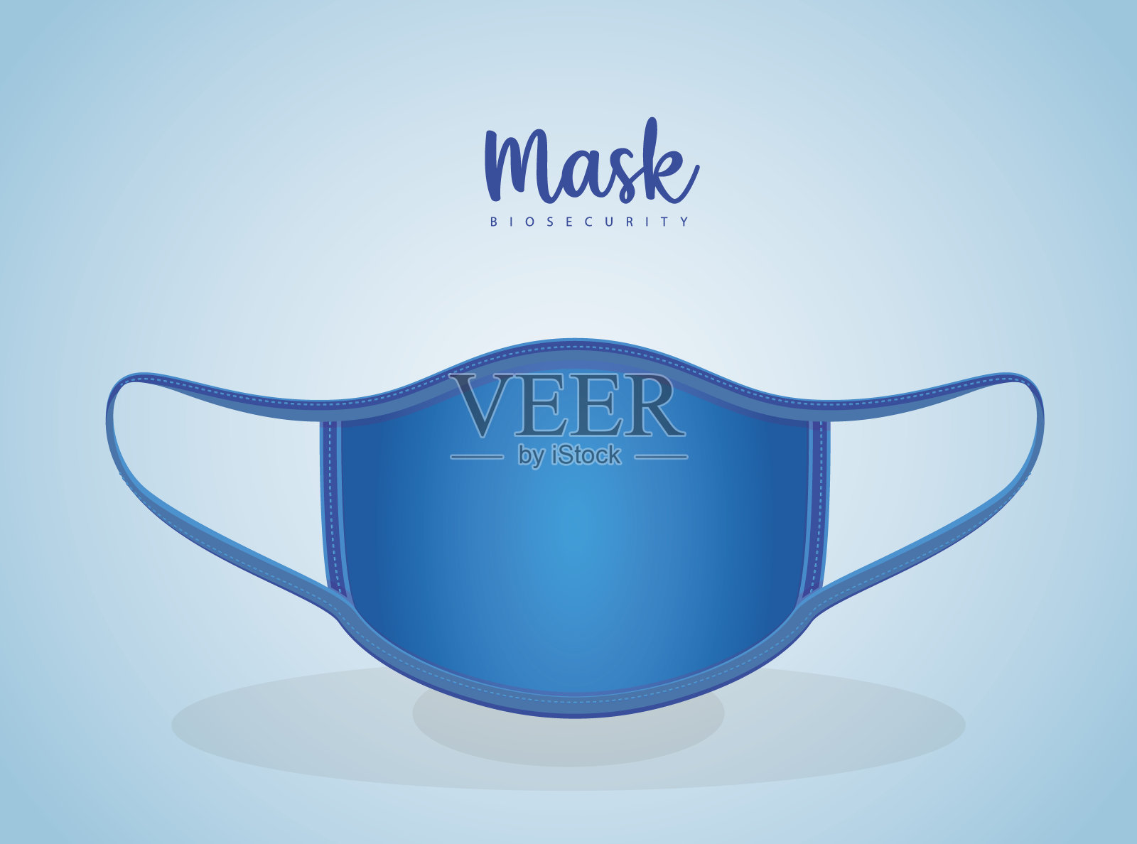 医用蓝色口罩矢量设计插画图片素材