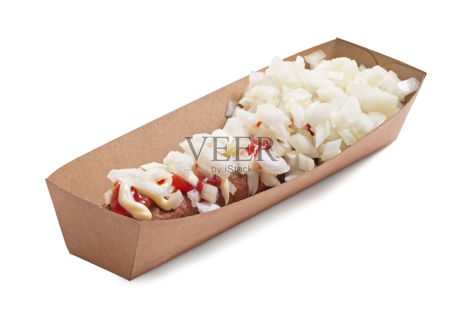 这是荷兰的一种快餐小吃，名为“frikdel特餐”照片摄影图片