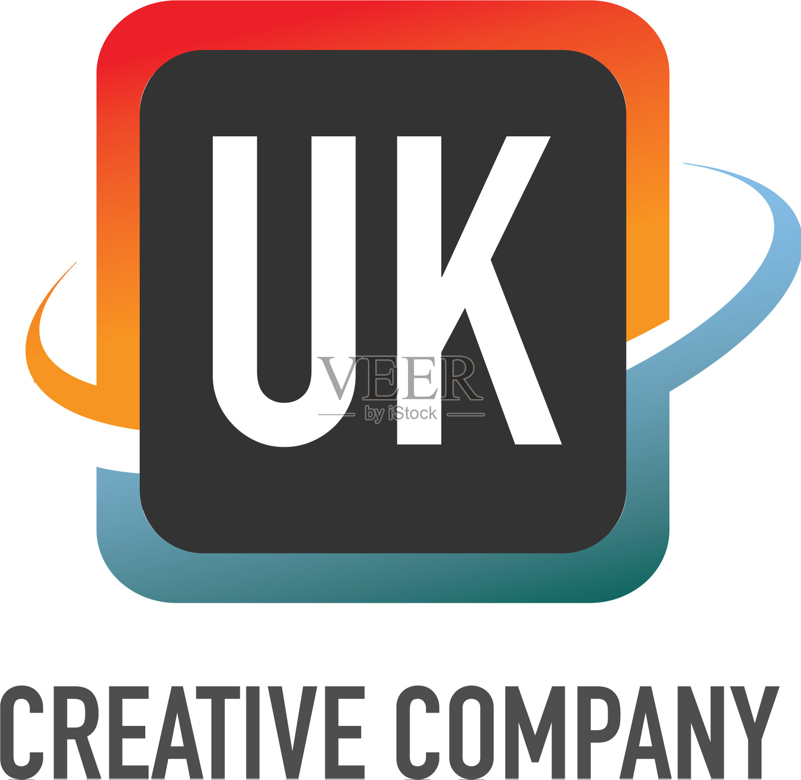 首字母UK swoosh创意设计标志插画图片素材