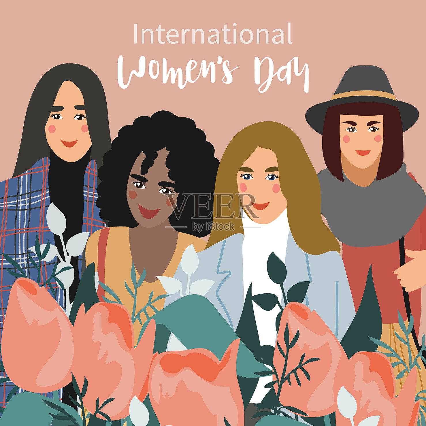 妇女节与妇女节不同插画图片素材