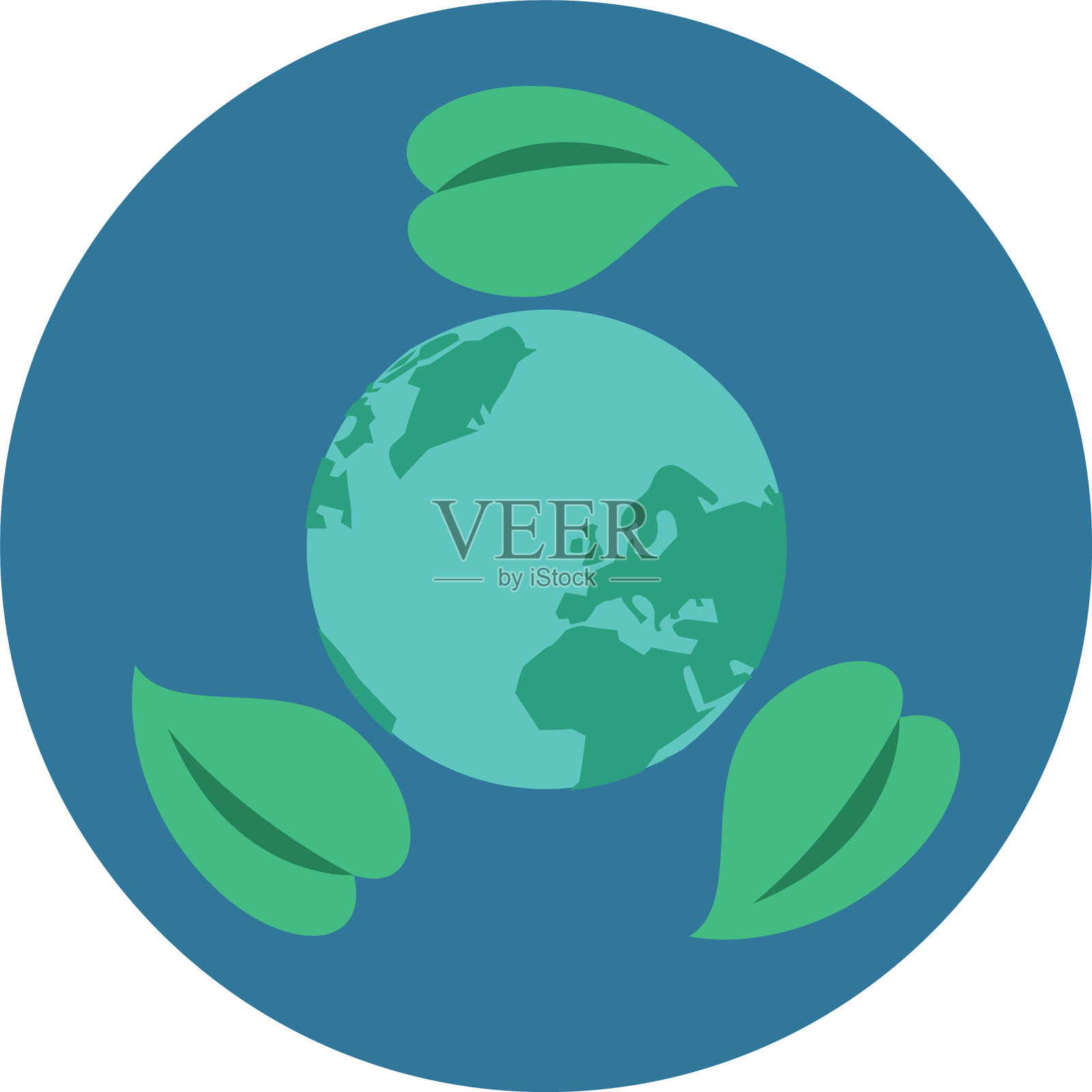 世界行星地球与叶植物插画图片素材