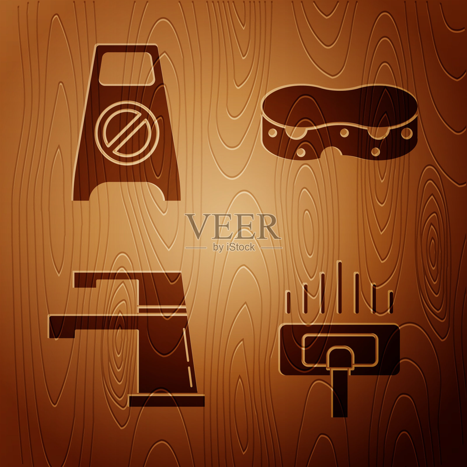 设置吸尘器湿地板和清洁图标素材