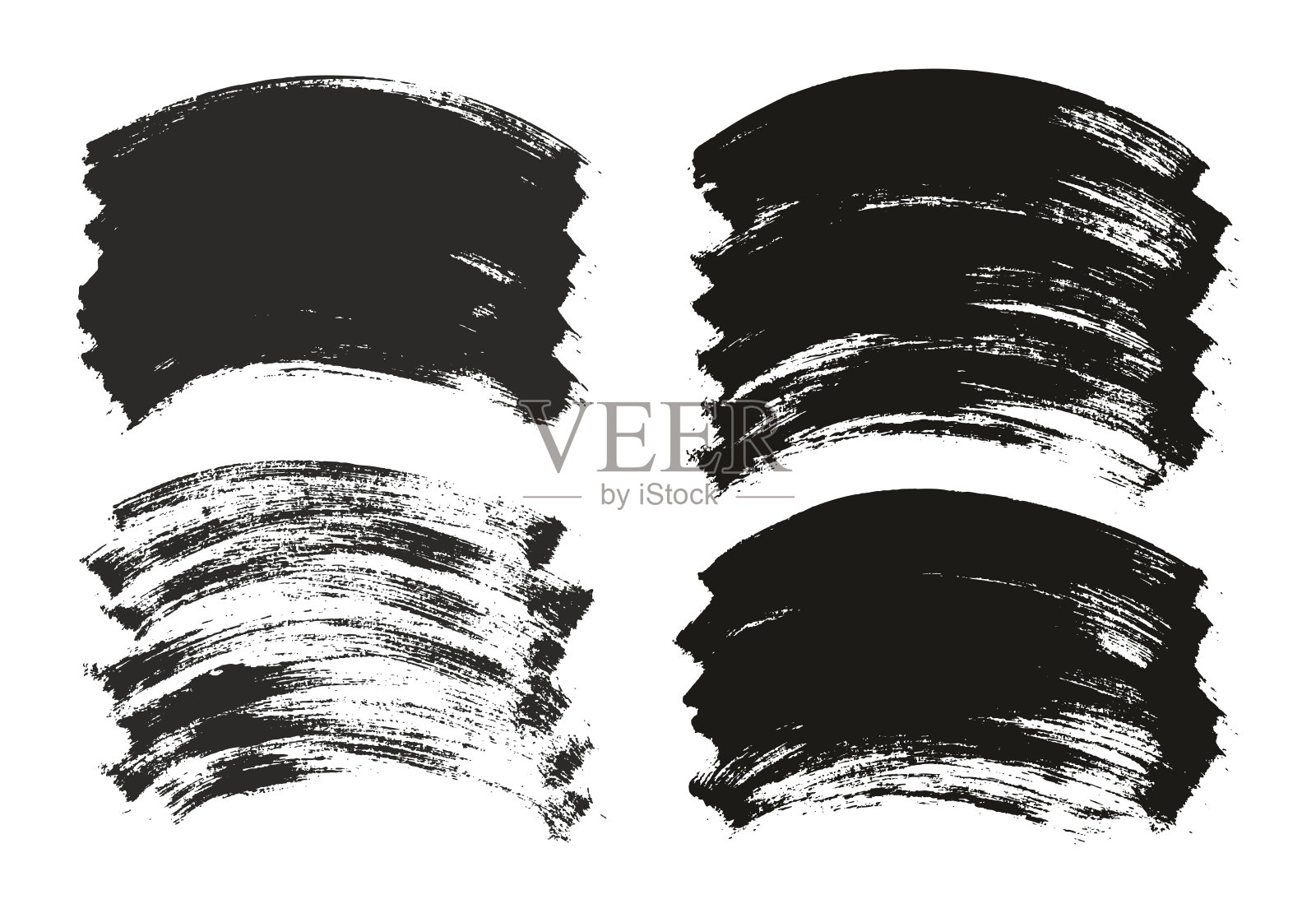 平面油漆刷细长弯曲背景高细节抽象矢量背景集插画图片素材