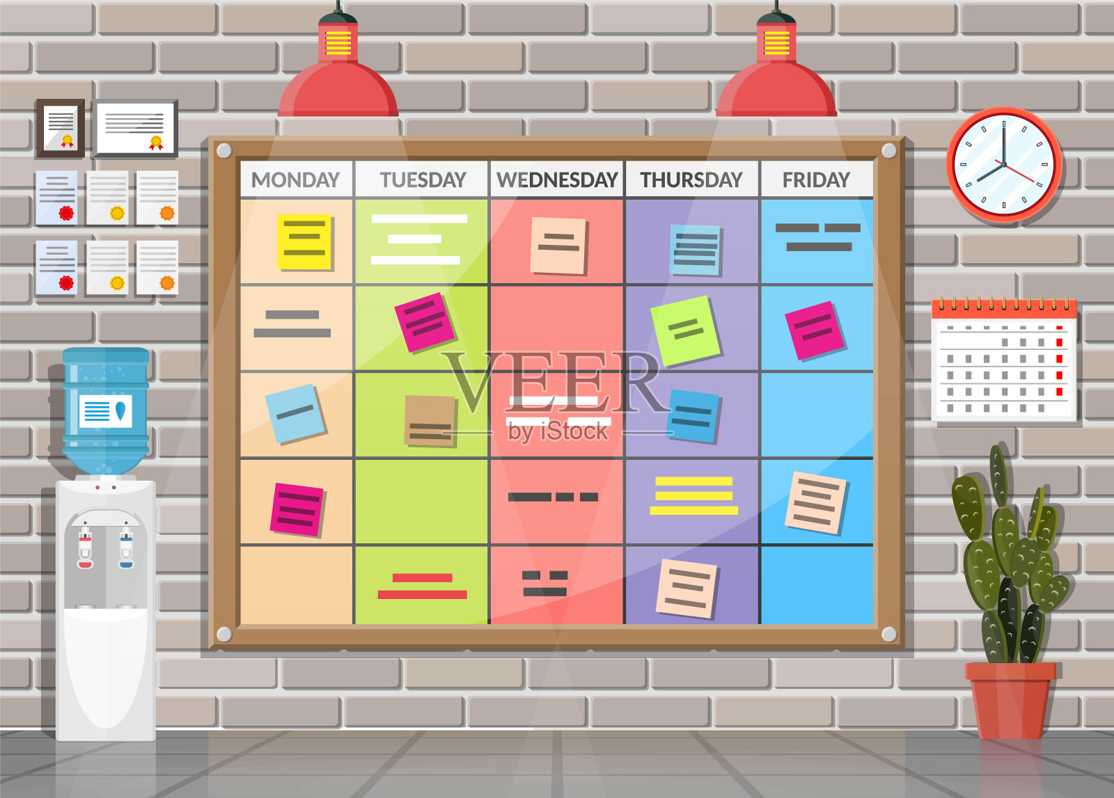 办公室内部的Scrum敏捷板。插画图片素材