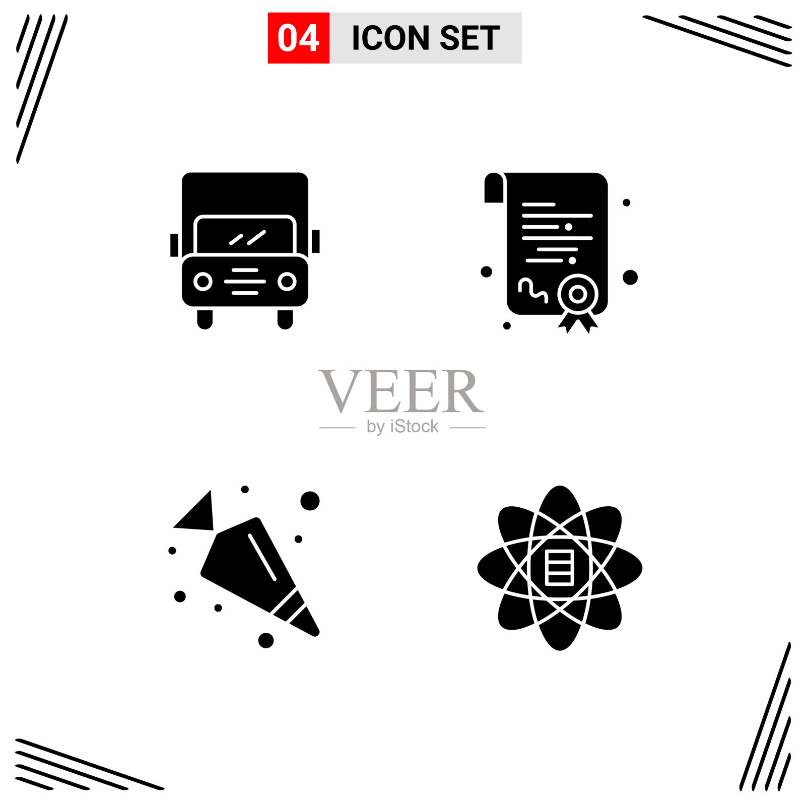 4图标固体样式网格基础上的创意字形图标素材
