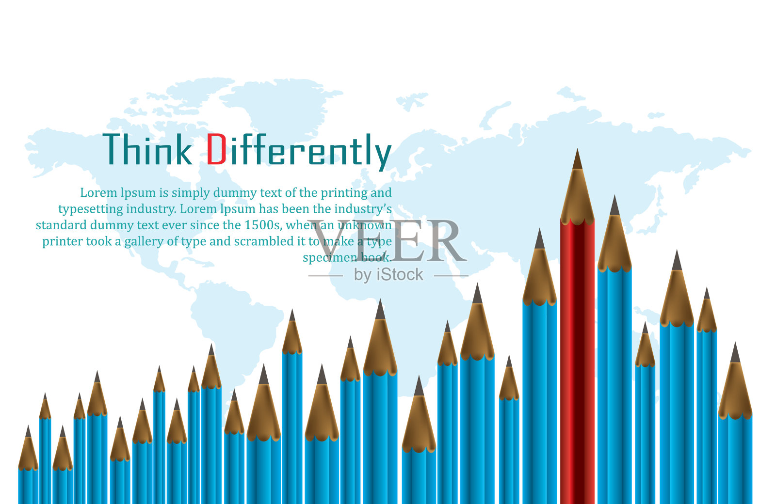 用铅笔思考不同的概念。插画图片素材