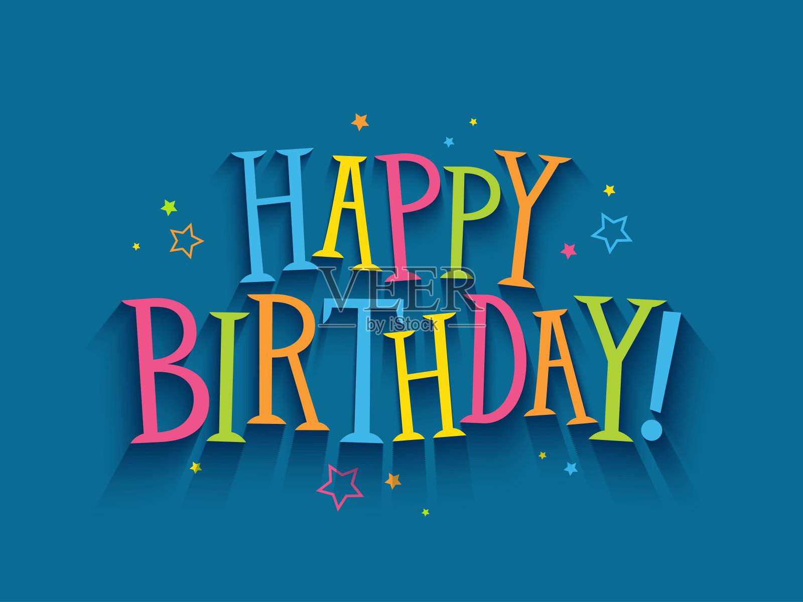 生日快乐!彩色手写卡片插画图片素材