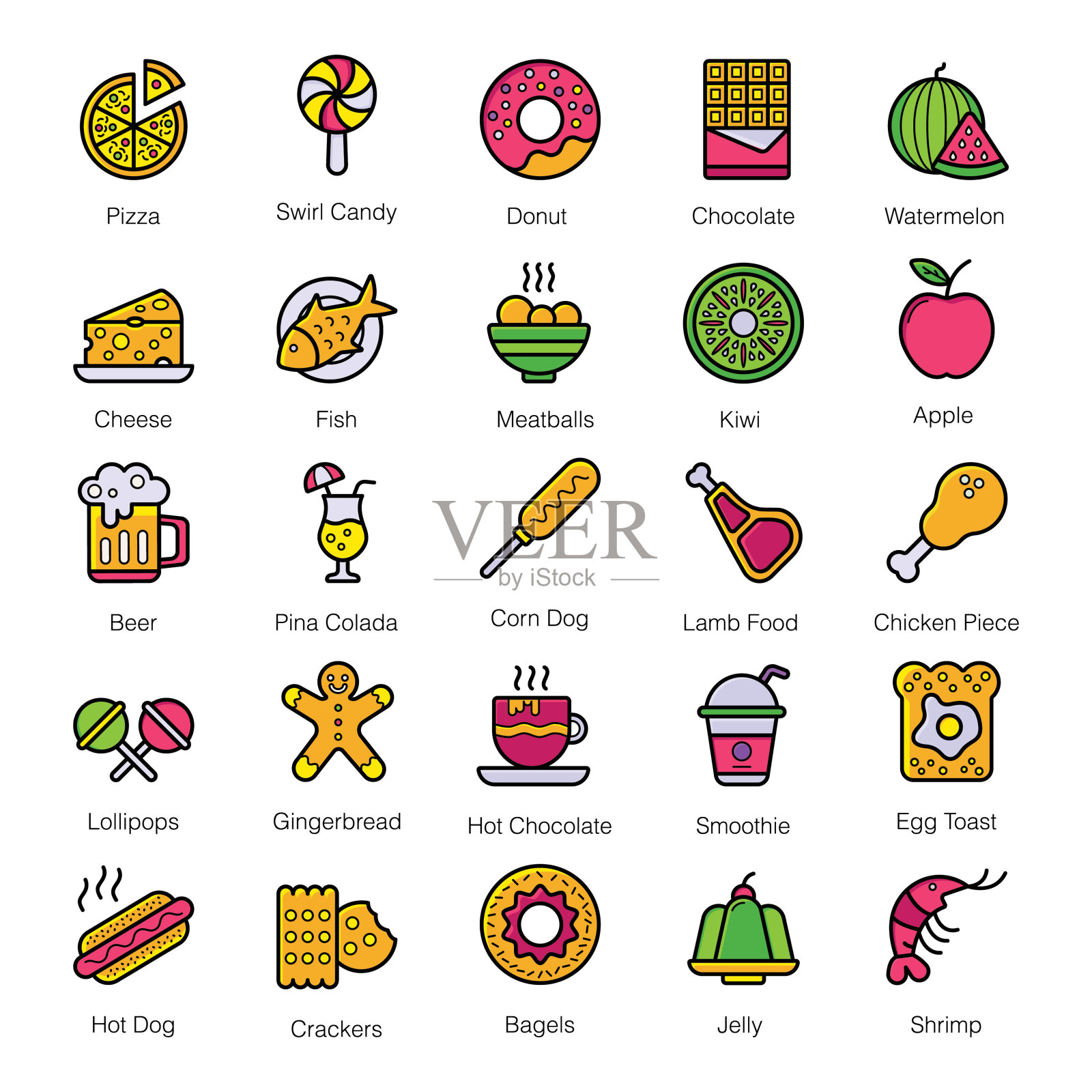 快餐平面图标包图标素材