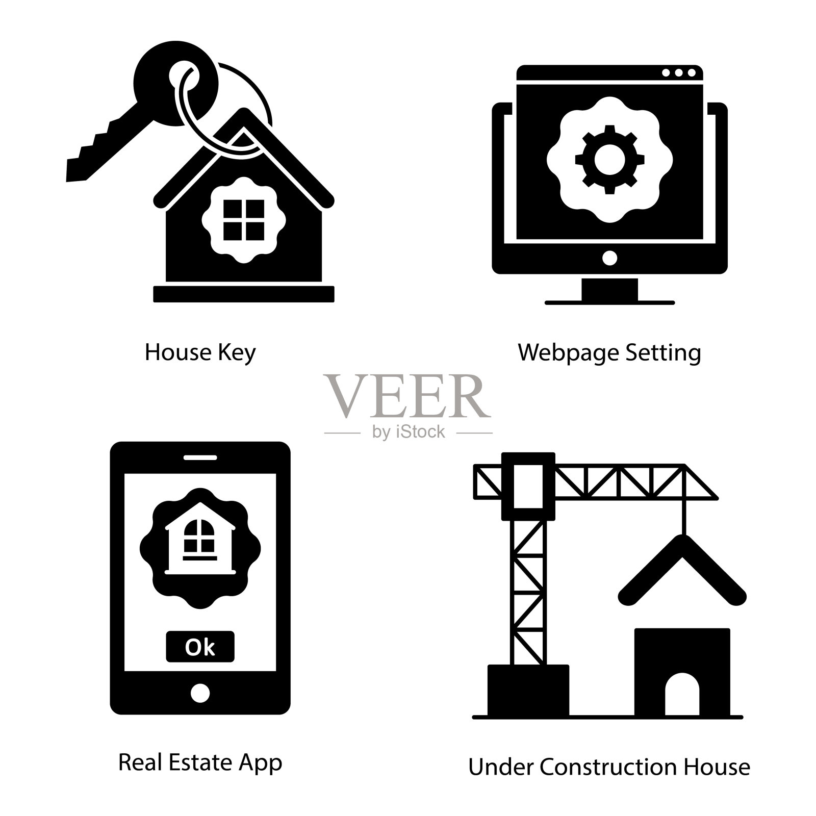 房地产字形图标包插画图片素材