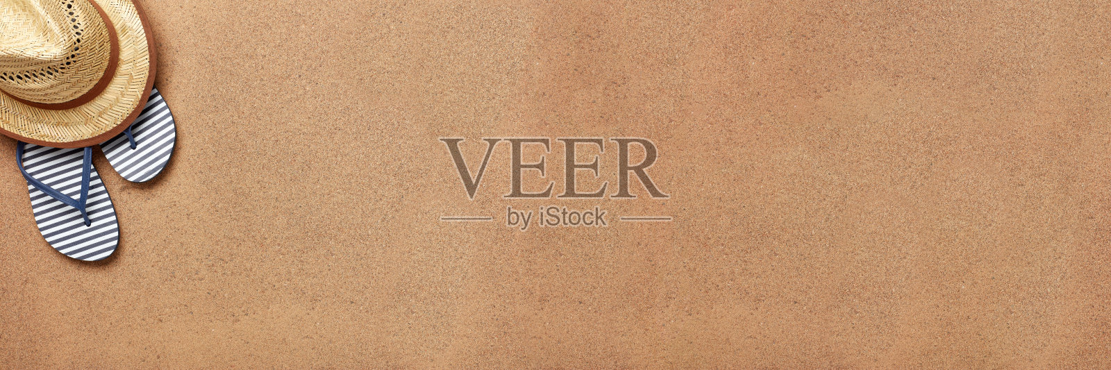 海滩饰品，海边度假。特别宽的全景横幅背景。照片摄影图片