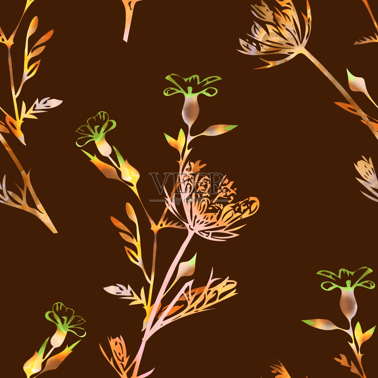 田花无缝图案插画图片素材