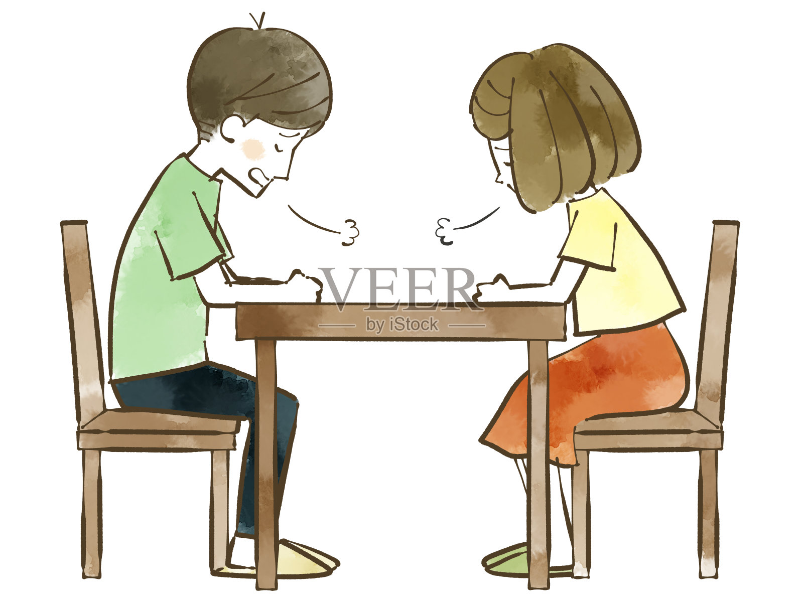 两人叹息插画图片素材