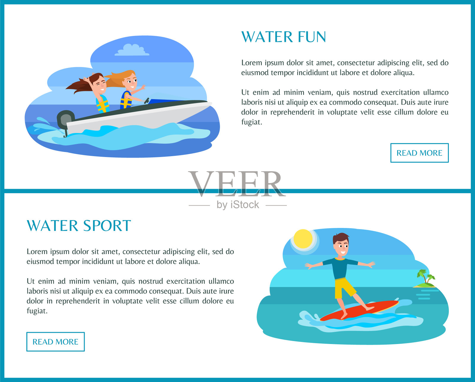 水上运动页收集矢量插图插画图片素材