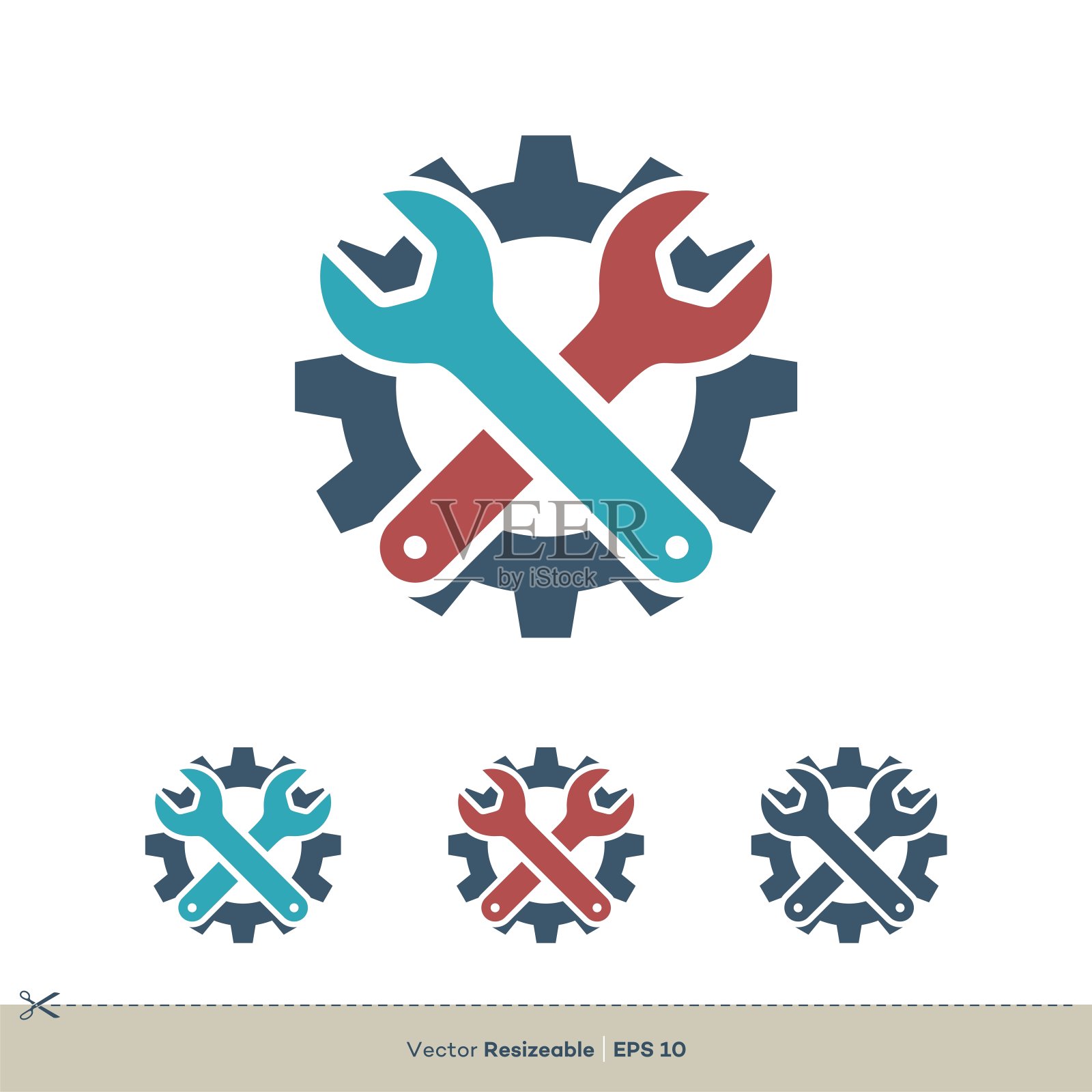 工具包扳手和齿轮矢量标志模板插图设计。向量EPS 10。插画图片素材