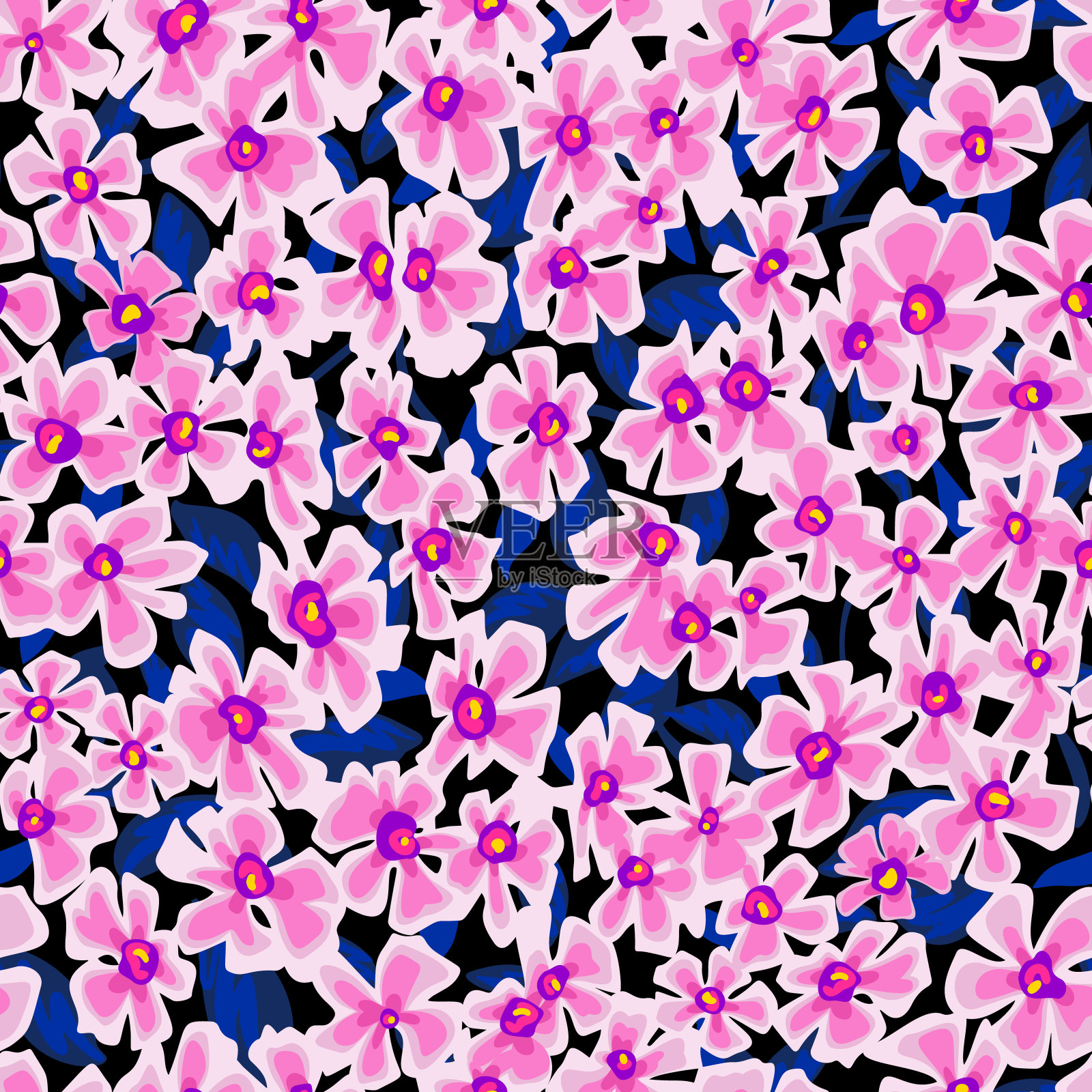 夏季自然植物插图。无缝图案的装饰雏菊花。粗心大意的草地点缀。复古风格的简单花卉背景。适用于时装、面料和纺织品。插画图片素材