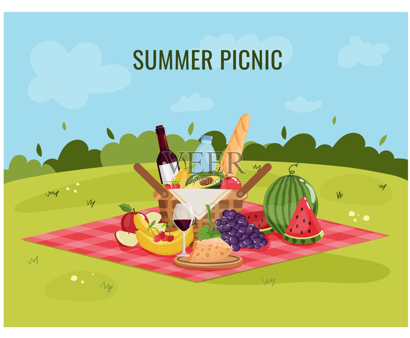 夏季野餐插画图片素材