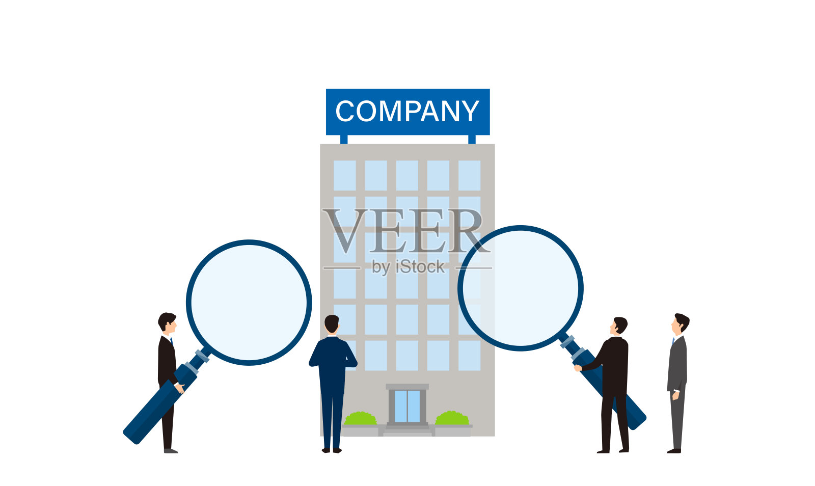 研究图像，人拿着放大镜，矢量插图，白色孤立插画图片素材