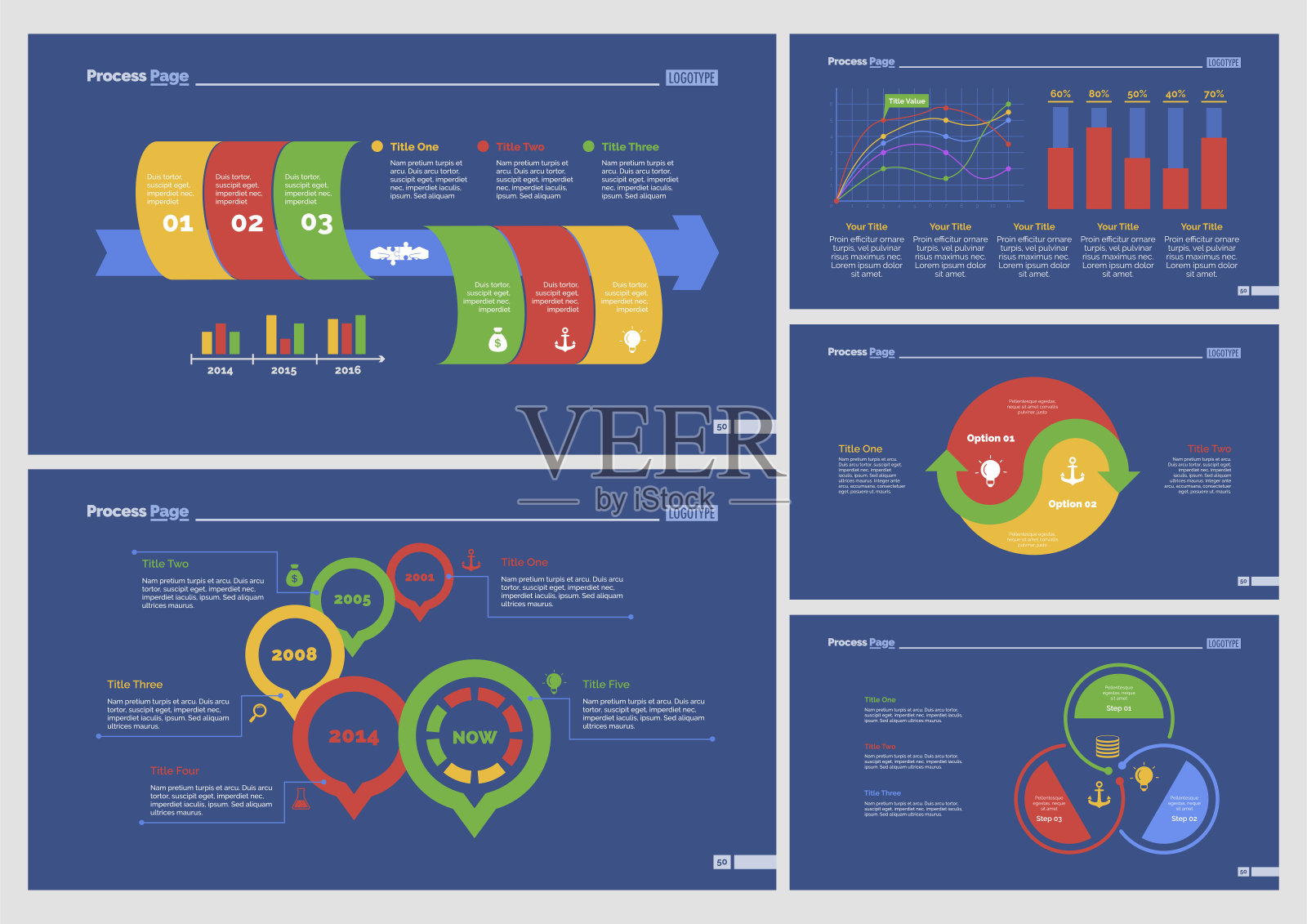 五个业务幻灯片模板集设计模板素材