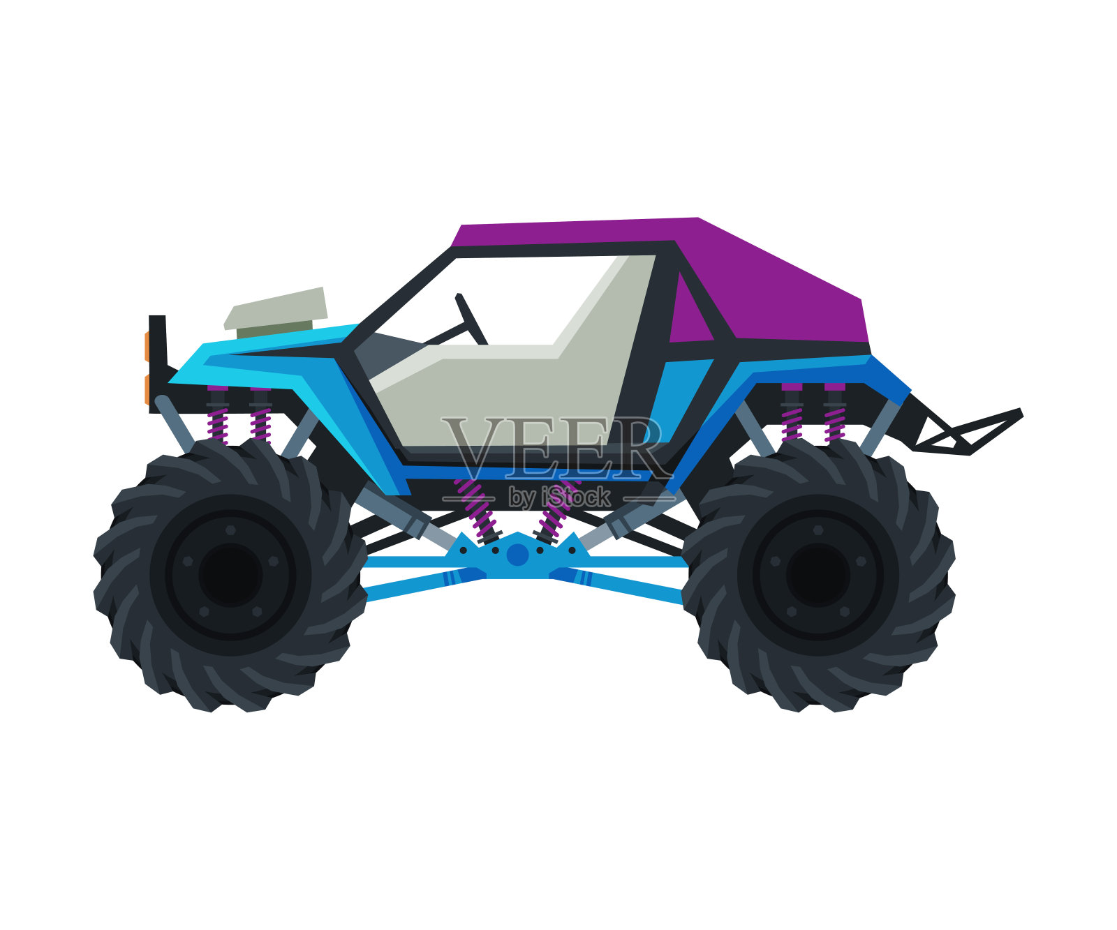 采购产品怪物卡车车辆，汽车与大轮胎，重型专业运输矢量插图插画图片素材