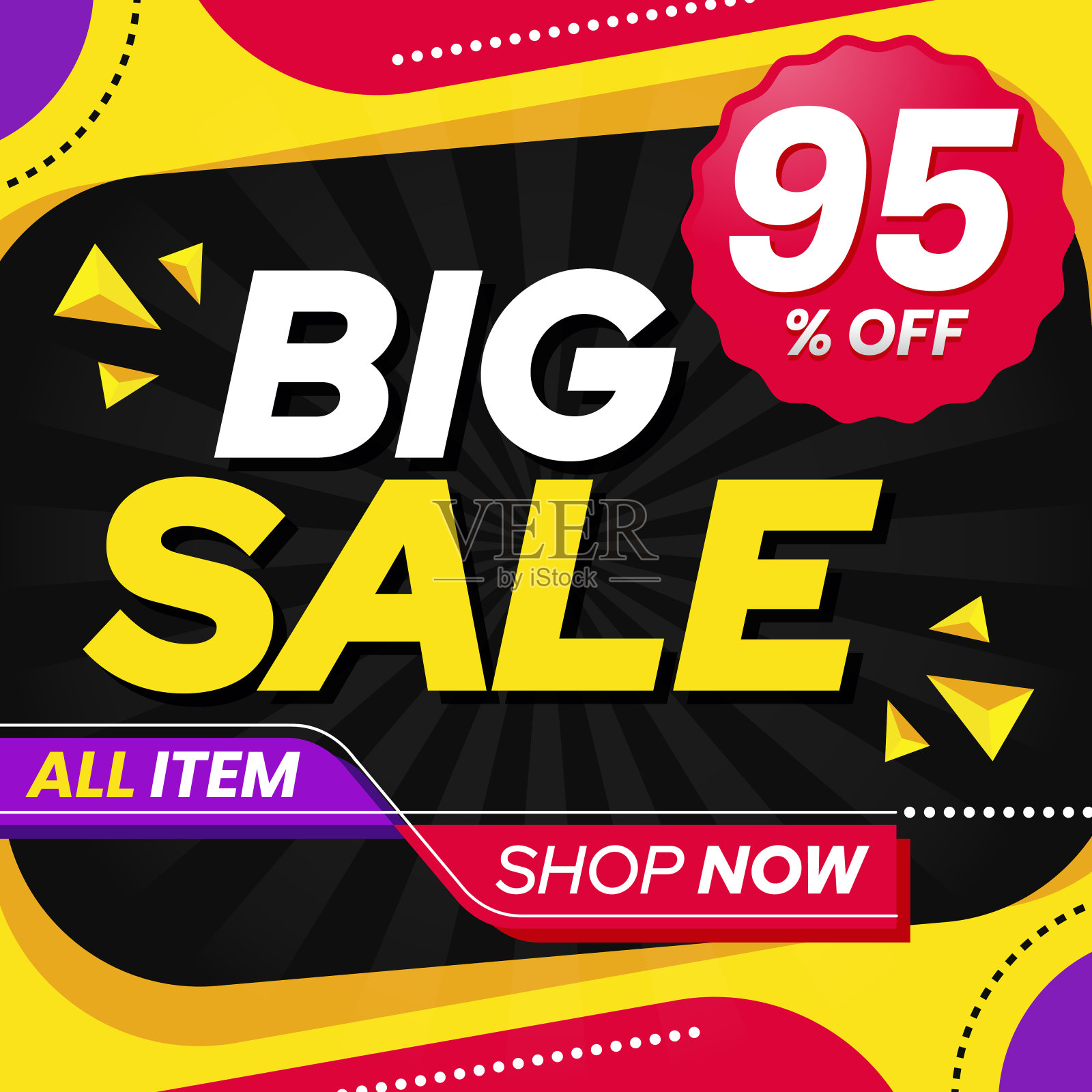 抽象彩色大减价95%横幅背景设计模板素材