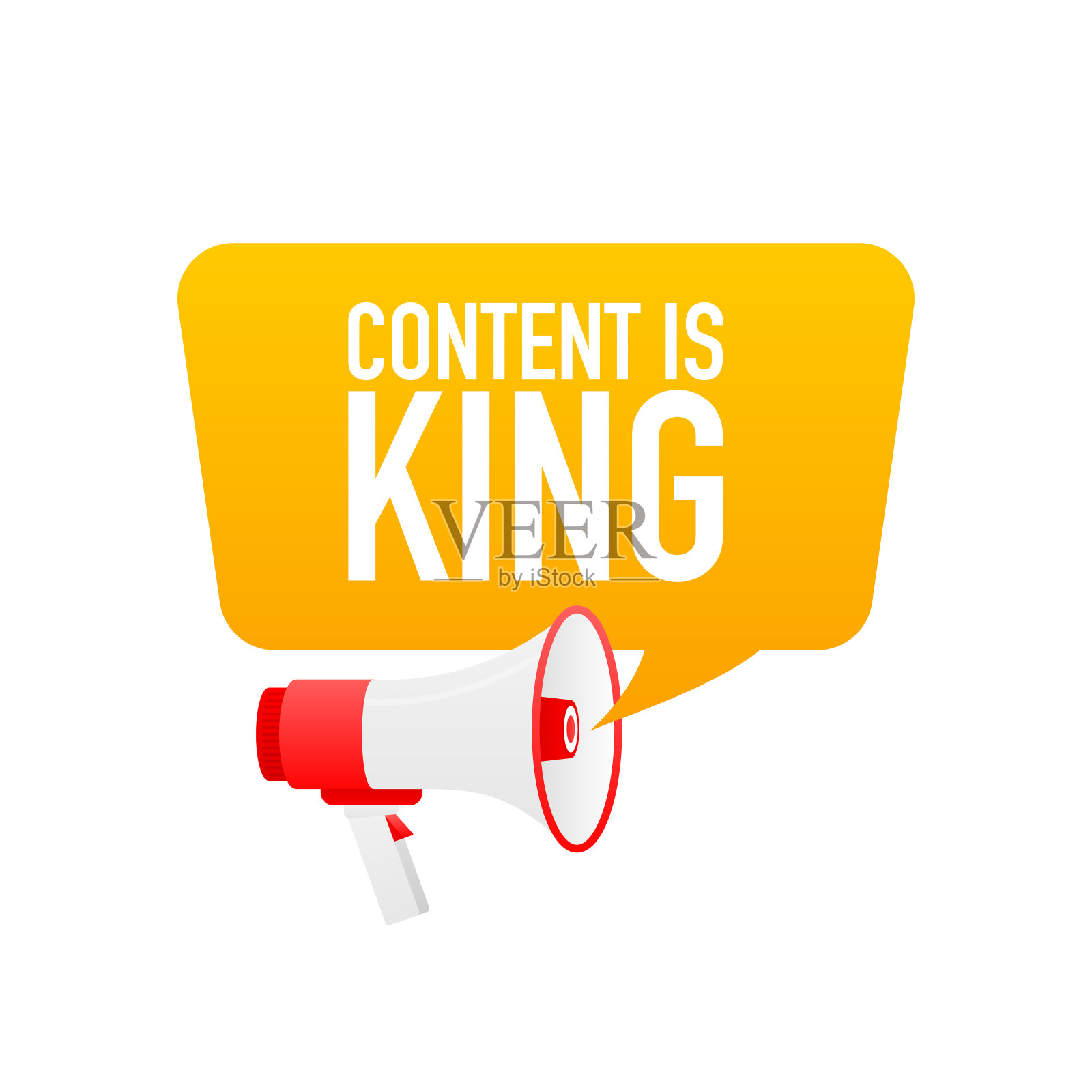 内容为王，平面图标，白色背景。矢量插图。插画图片素材