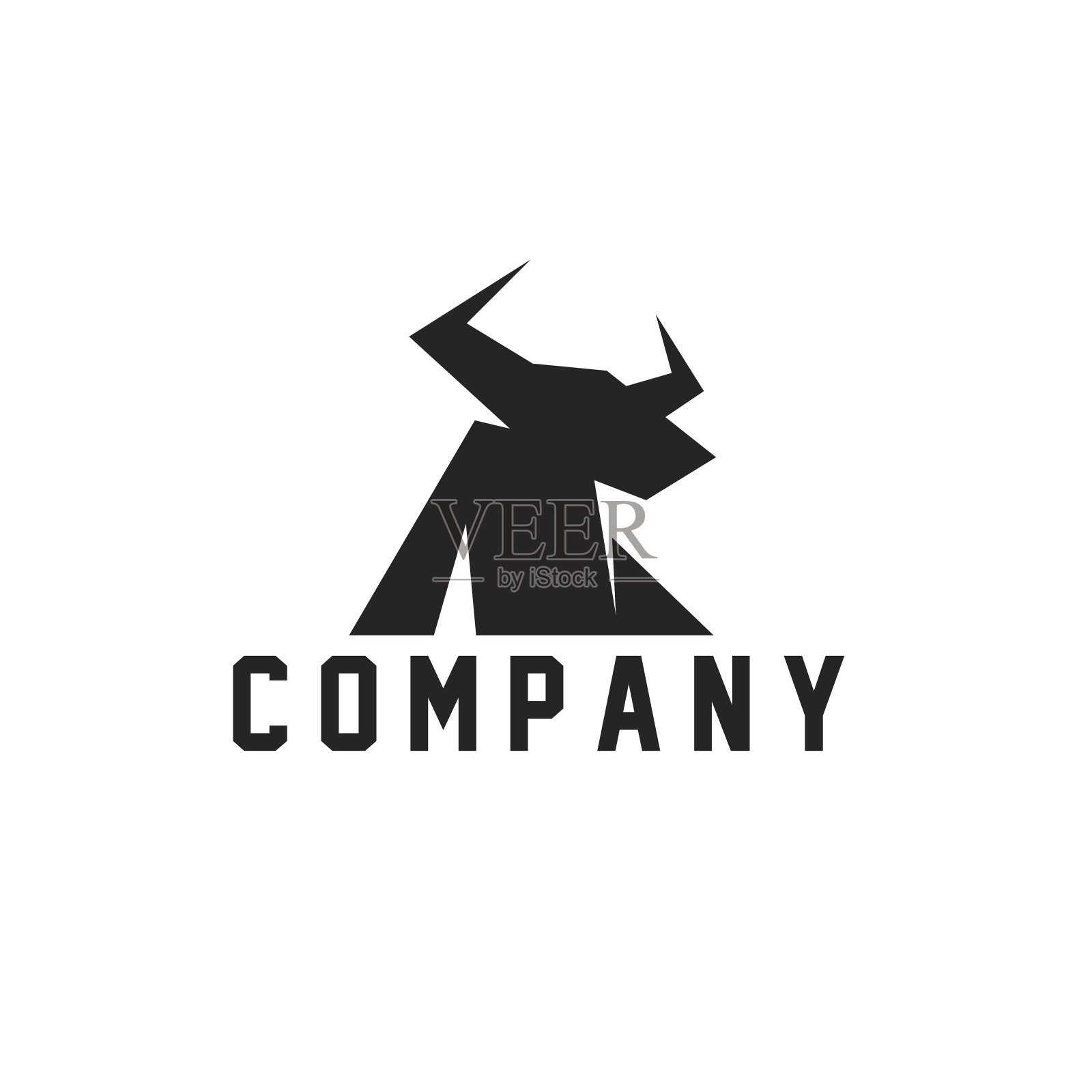 抽象牛头标志图标设计插画图片素材