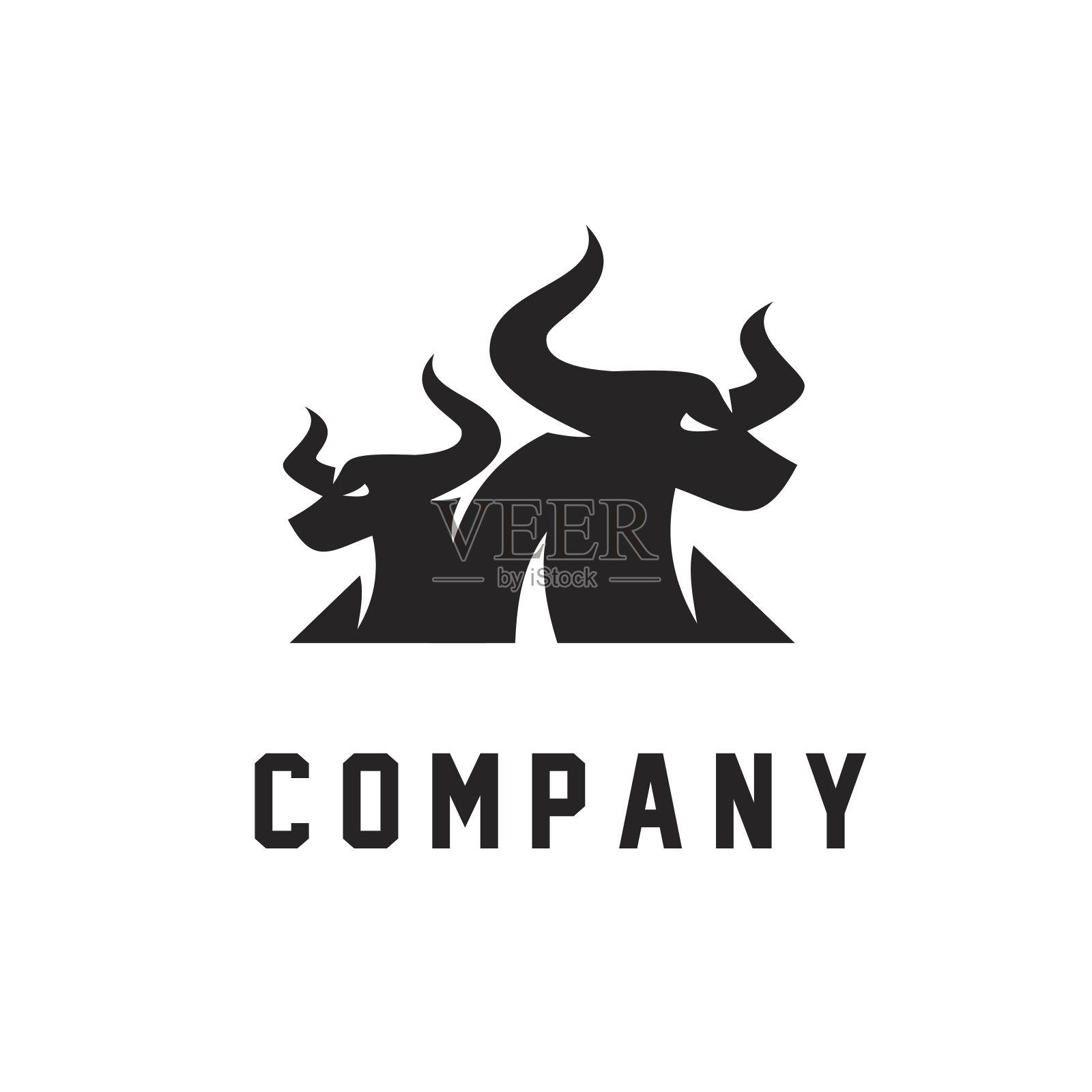 抽象牛头标志图标设计插画图片素材