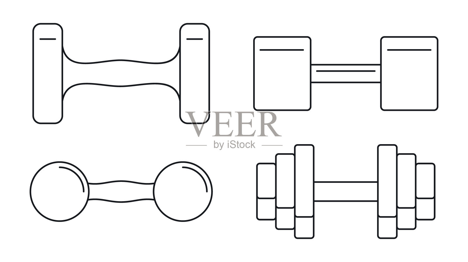 手哑铃图标设置，轮廓风格图标素材