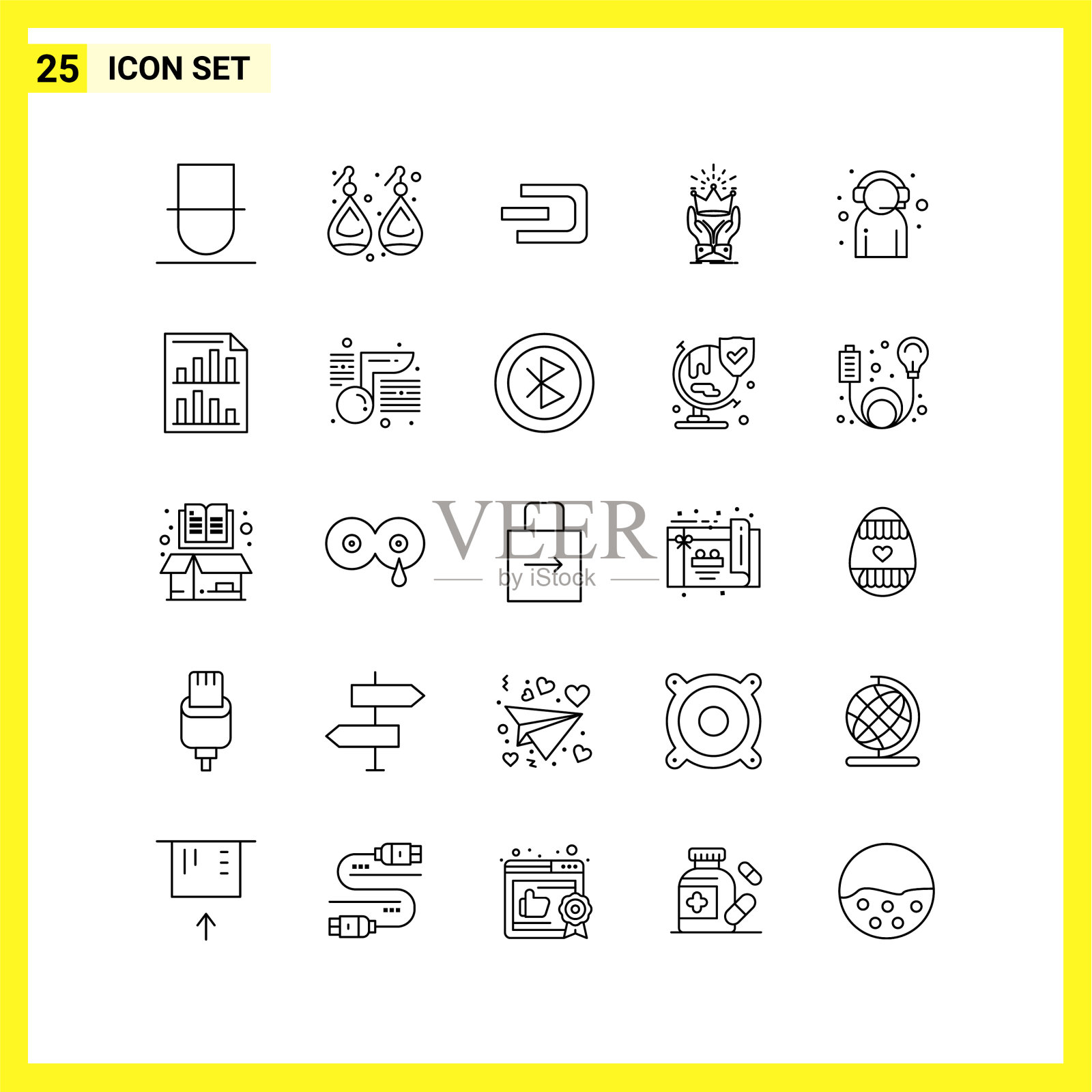 图标设置简单的线条符号大纲上签名图标素材