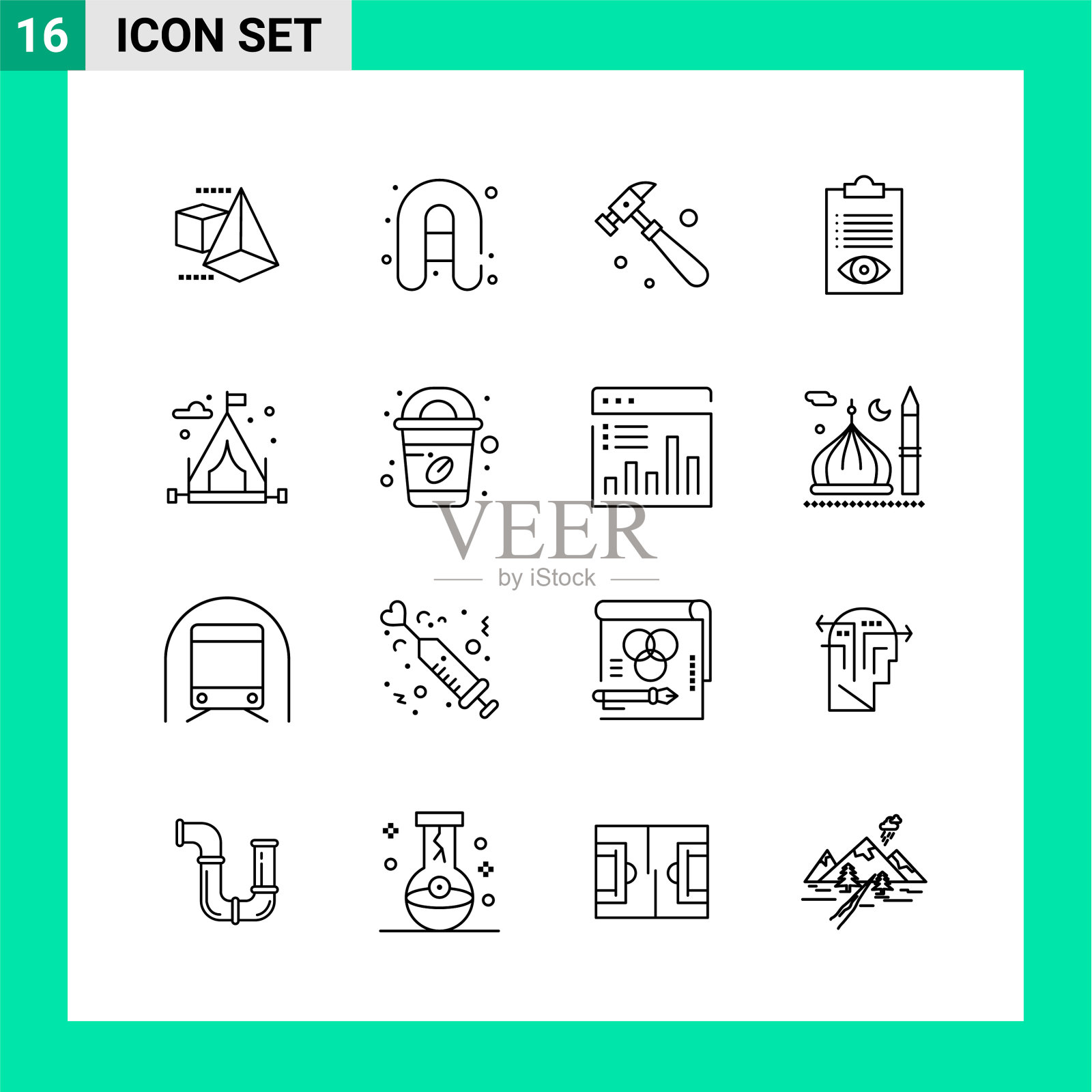 包16行样式图标设置轮廓符号图标素材