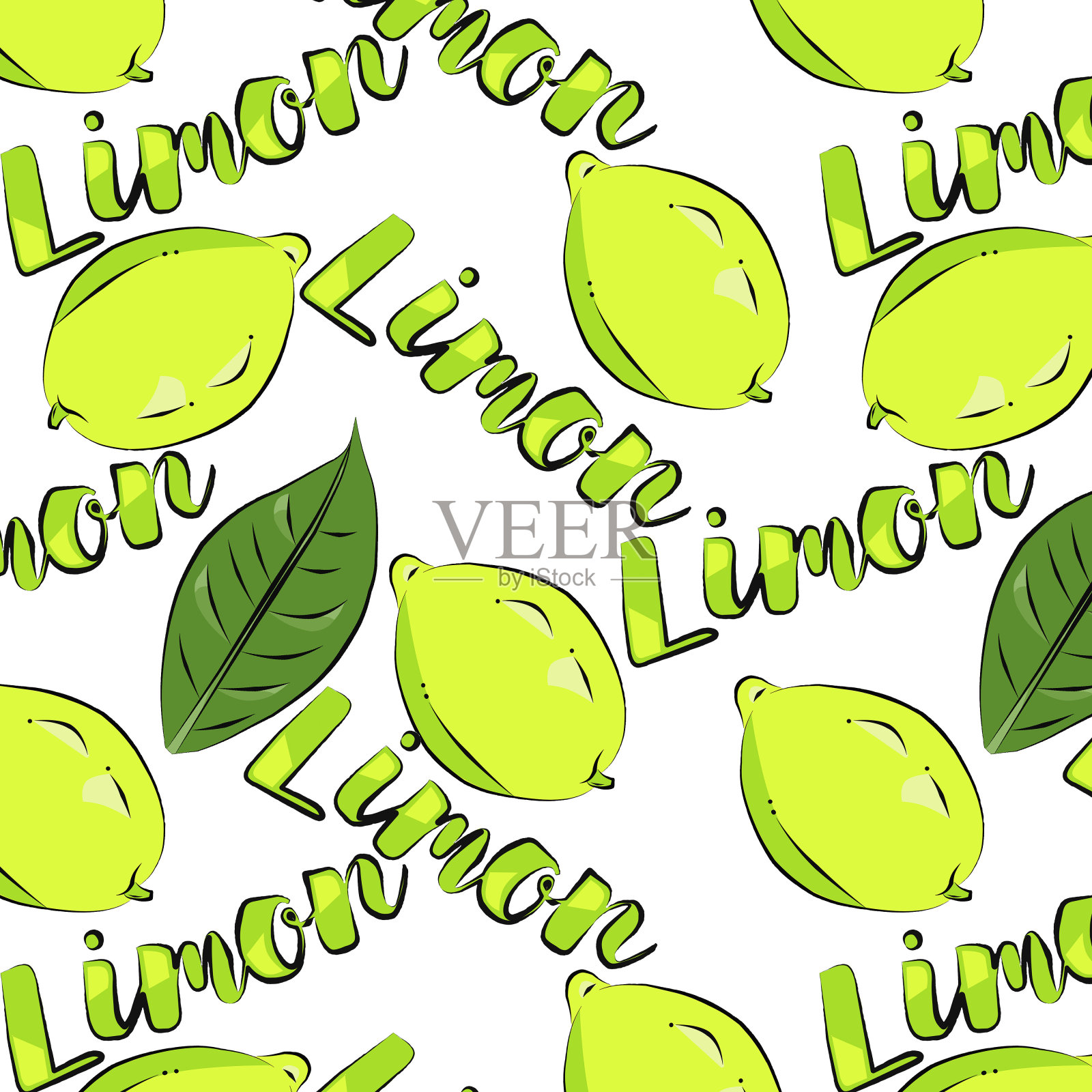 颜色图案柠檬和黄色的字母。插画图片素材