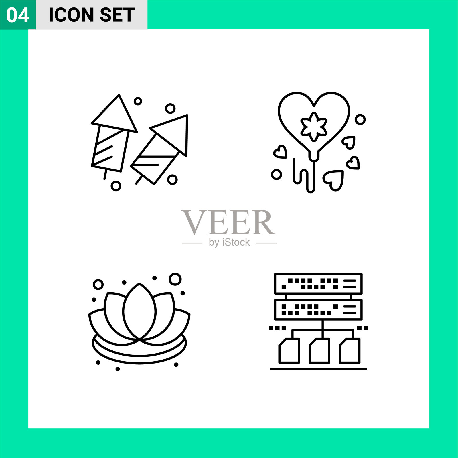 包4个线条样式图标设置轮廓符号图标素材