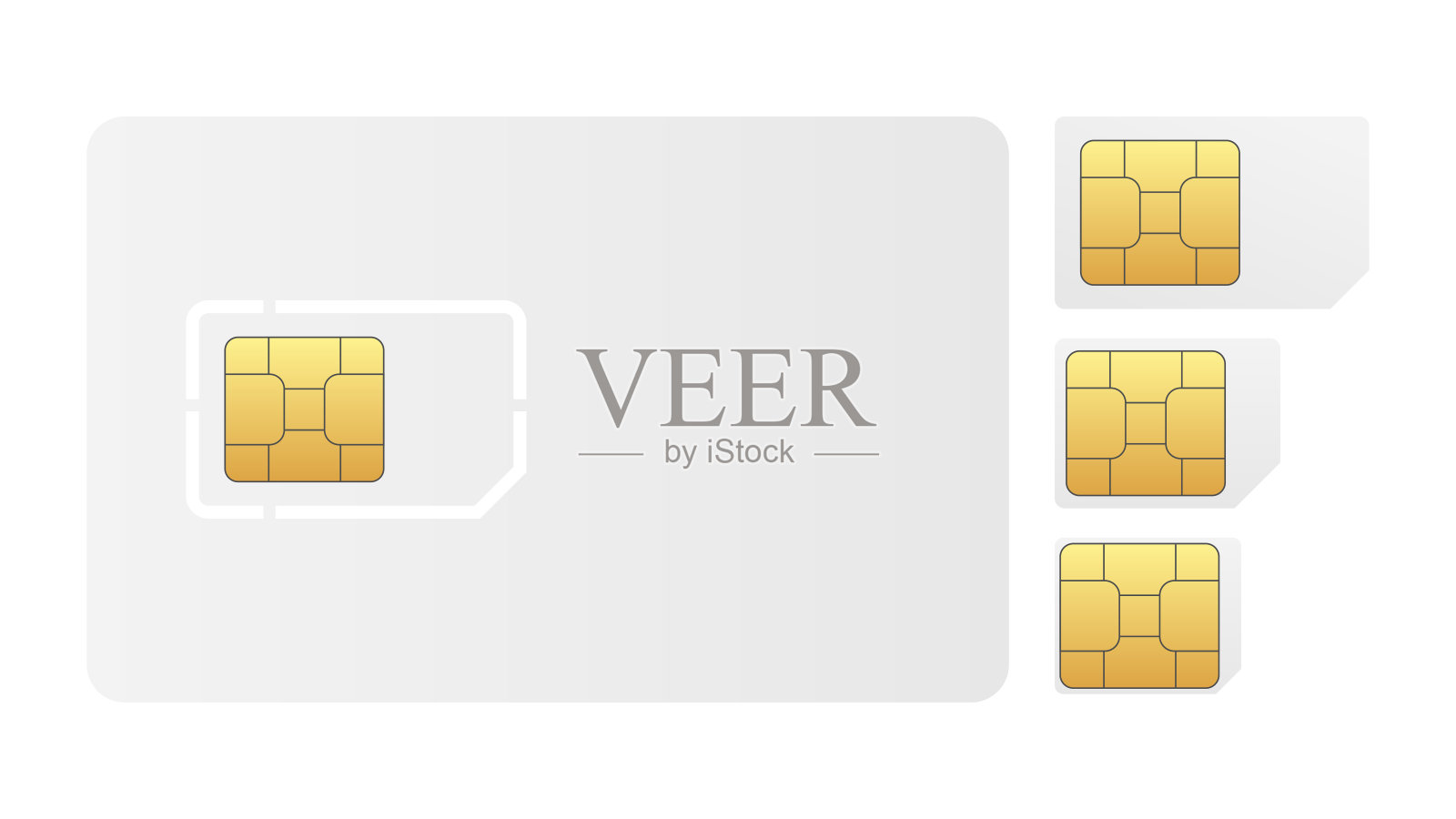 一套空白SIM卡。白色背景上的插图。插画图片素材