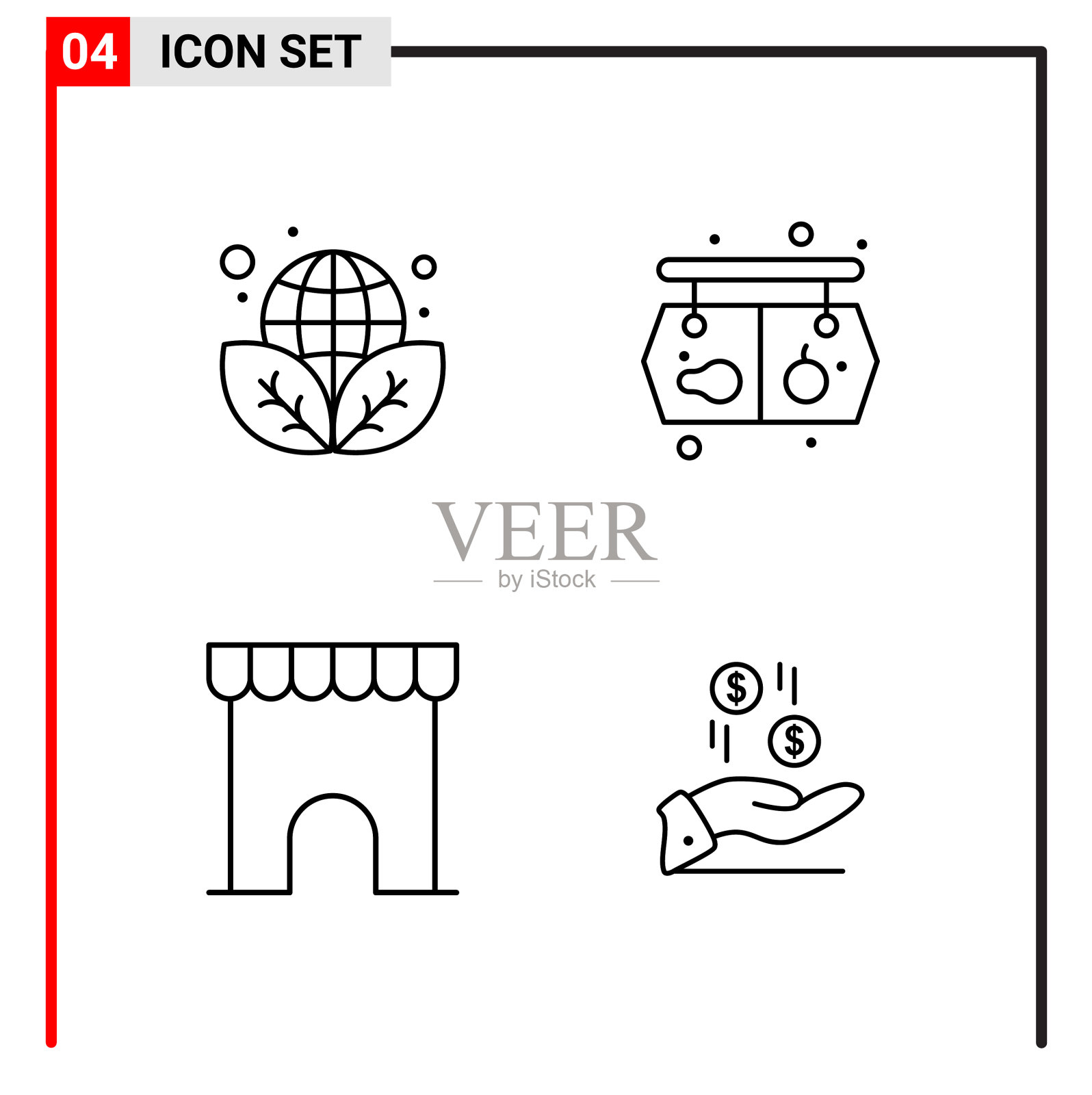 4个通用图标用于网站设计打印和图标素材