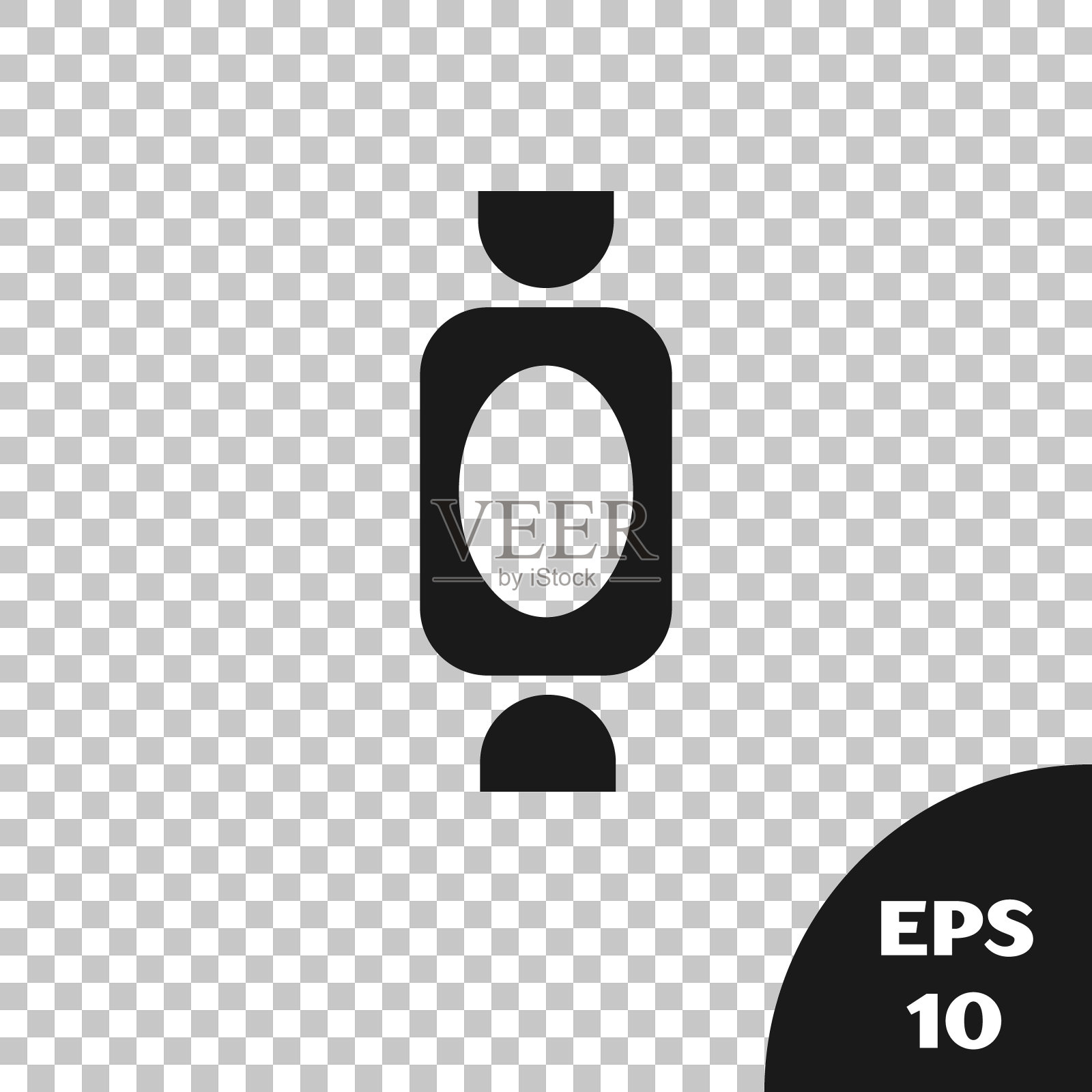 黑色糖果图标孤立在透明的背景。向量图标素材