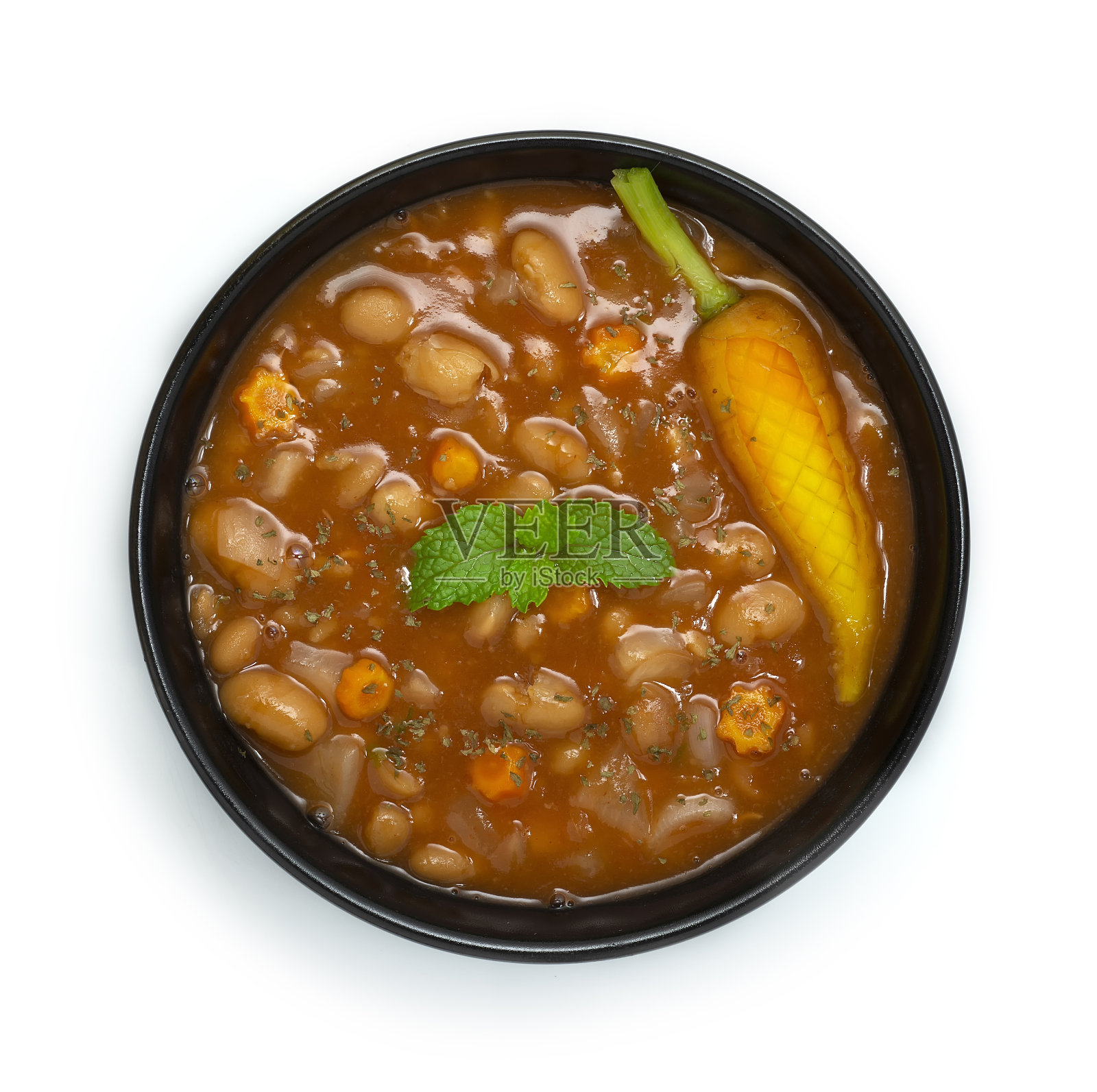 早餐，午餐和晚餐的白豆汤像摩洛哥豆素炖照片摄影图片