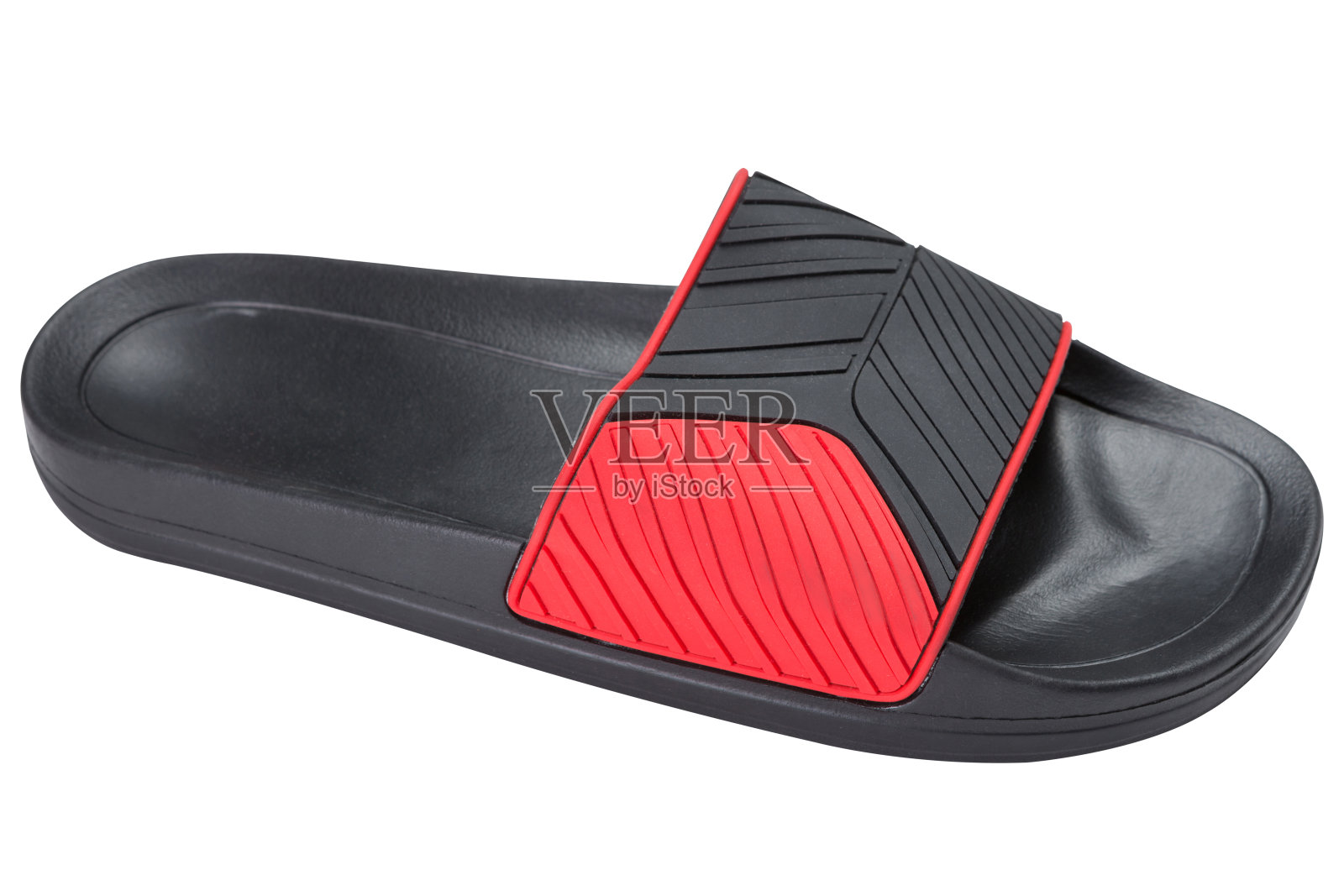 白色背景的男士橡胶凉鞋适合沙滩或休闲散步照片摄影图片